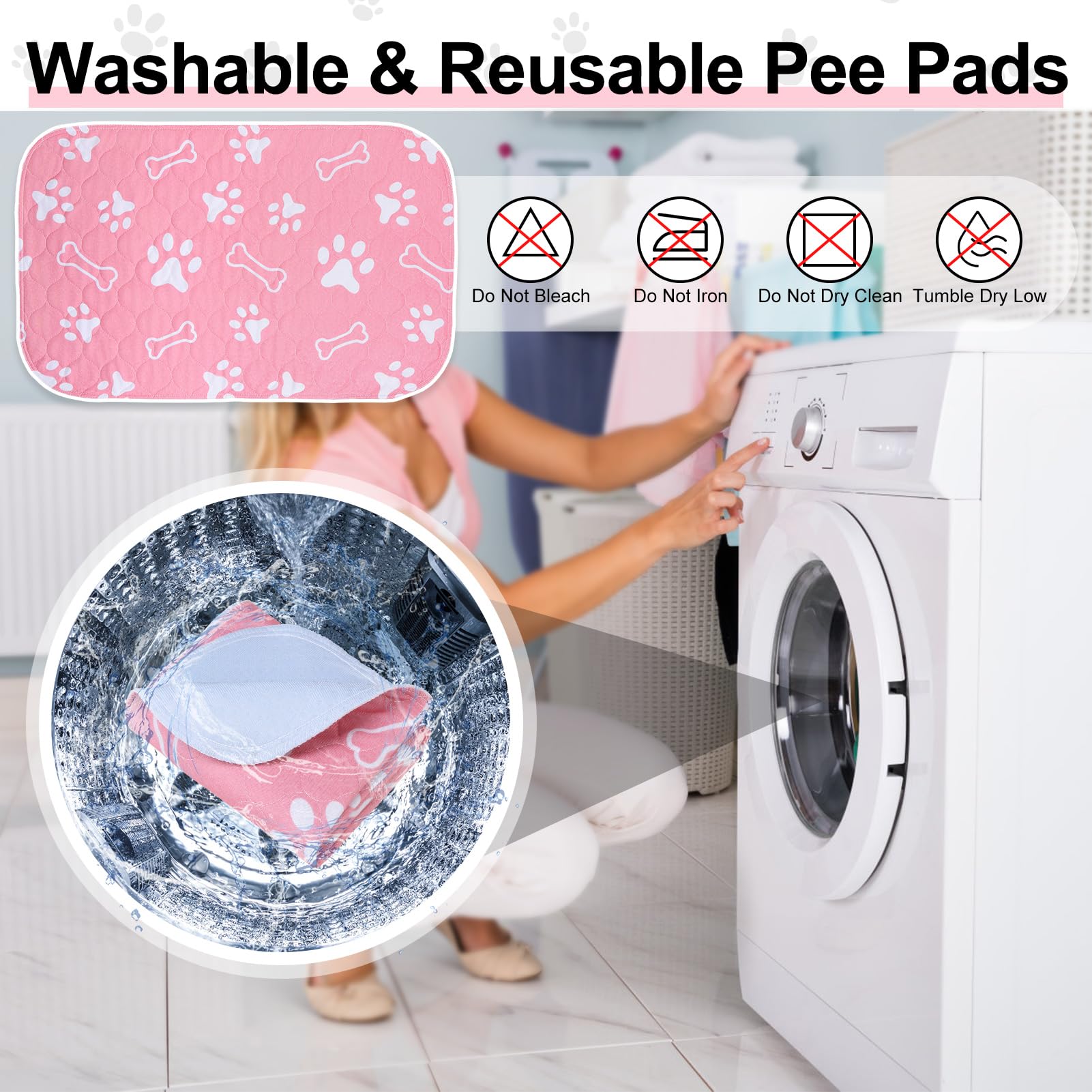 BEAUTYZOO Paquete de 8 almohadillas lavables para orina para perros, reutilizables para entrenamiento de orinal, impermeables, superabsorbentes, antideslizantes, alfombrillas para parto de mascotas,