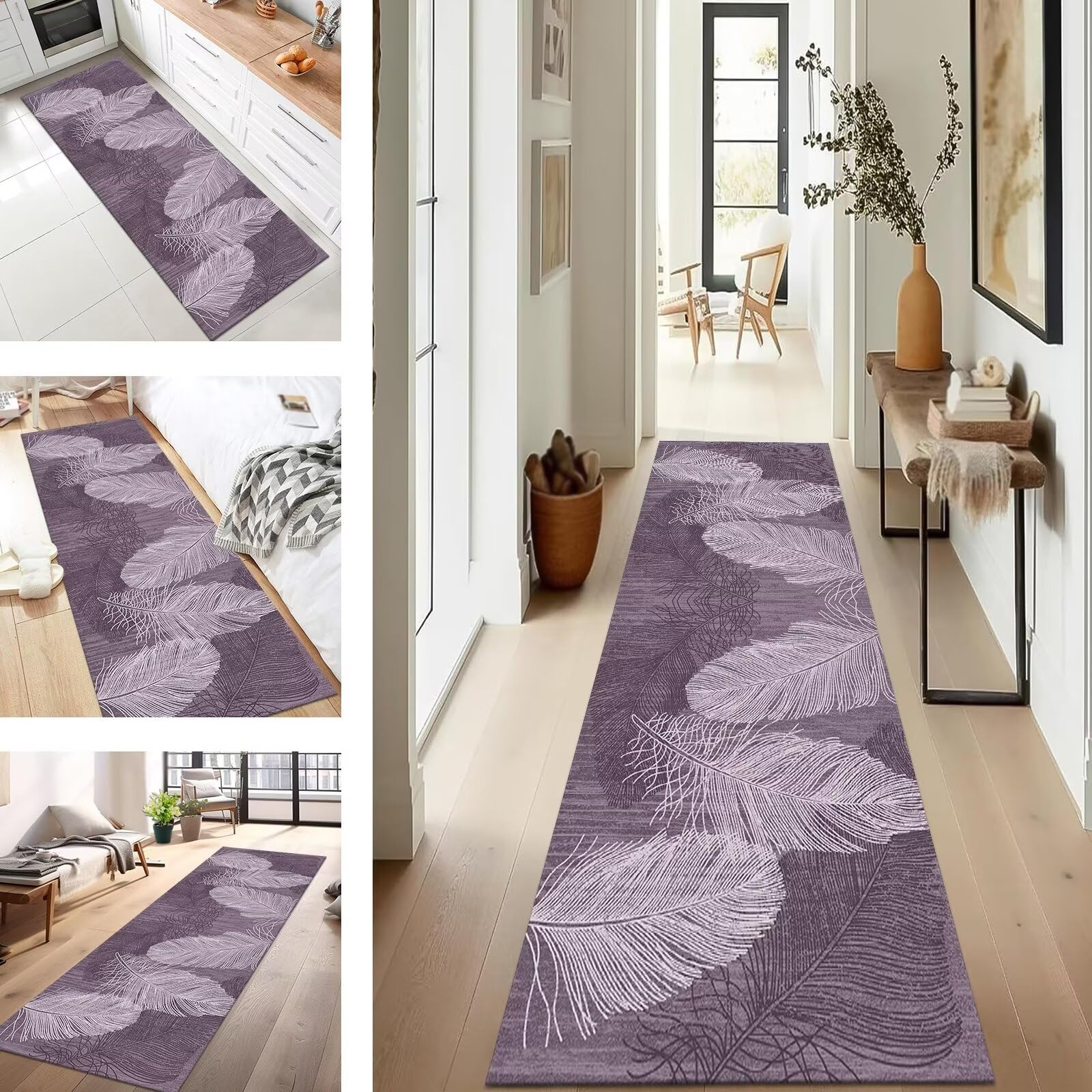 Tapis de couloir antisalissure violet lavable pour protéger les sols longs