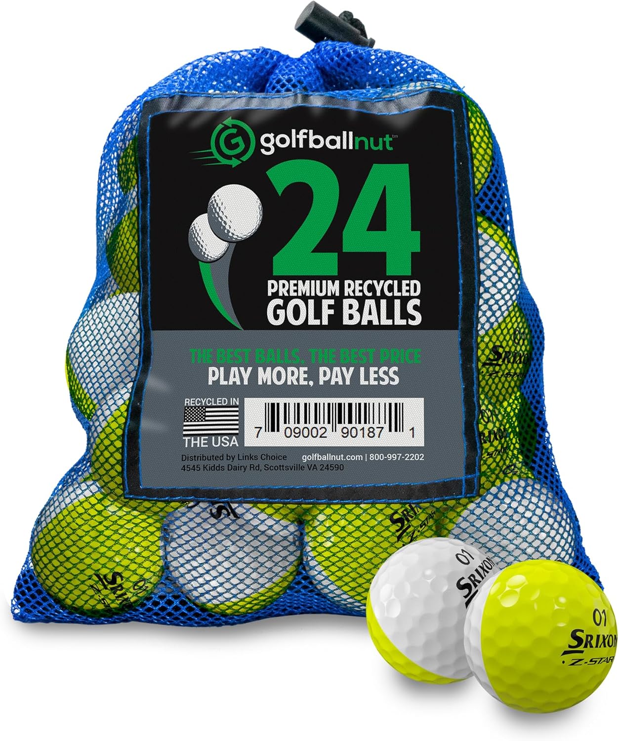 Used and Recycled for Srixon Z Star Near Mint 4A (White & Yellow) (24 & 48) Golf Balls Mesh Bag Included