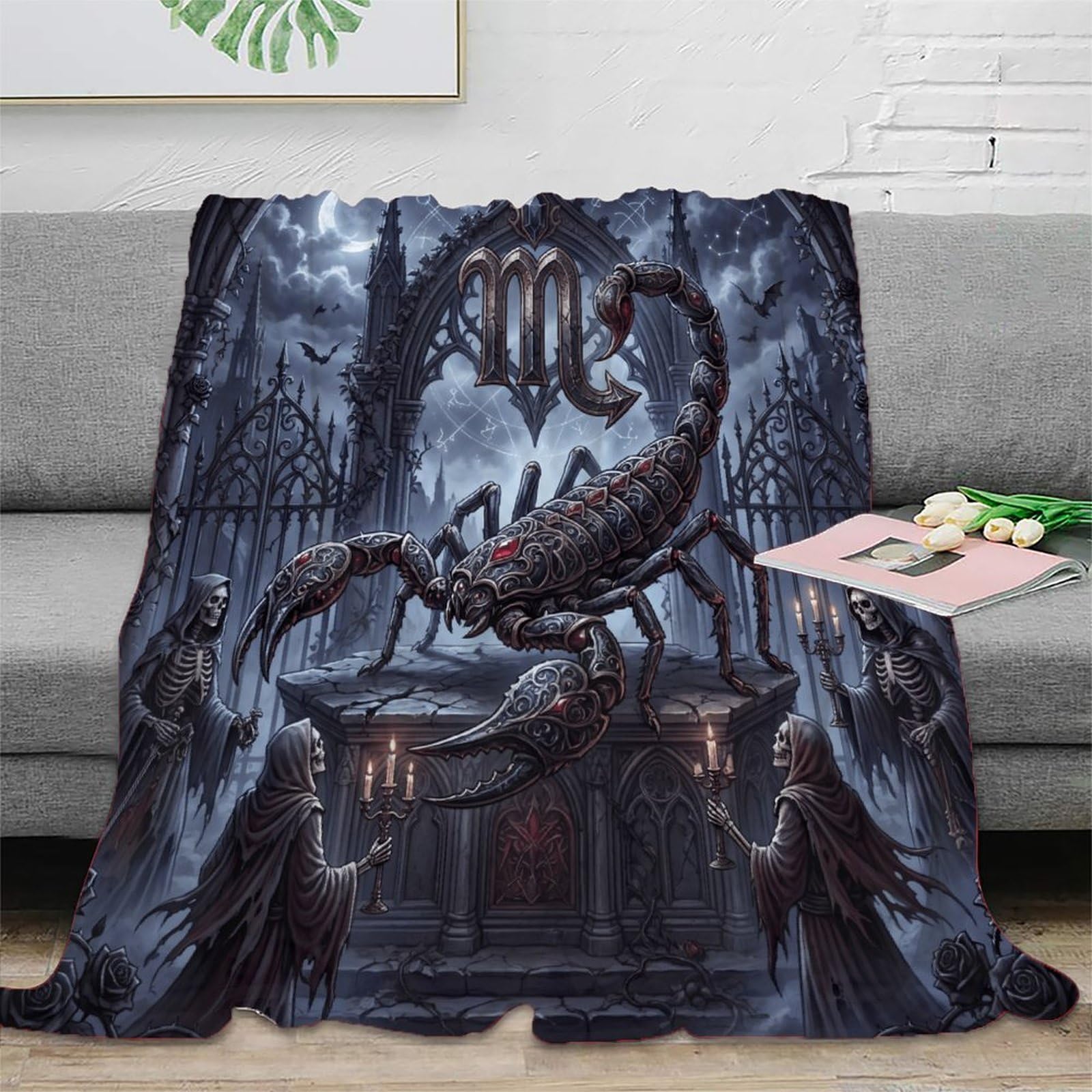 W7C8U2X3 Scorpio Zodiac Mystical Flannel Throw Blanket, Sofa Living Room