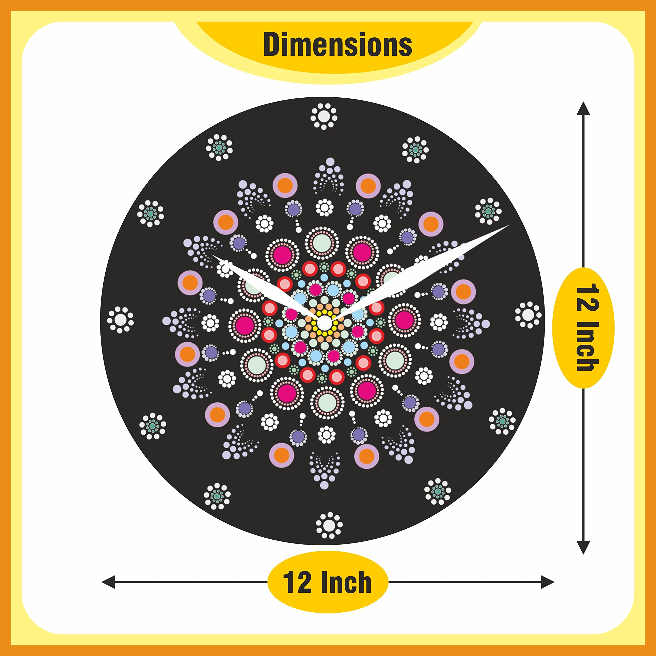 Solobolo Mandala Painting Kit, Adults|Diy Mandala Clock Kit, Home Decor|Craft Materials Mdf Cutouts, Art & Craft Kit| Gifts, Girls|Size-12 Inch Wall Clock Premarked Mdf Base, Painting - Brown 2