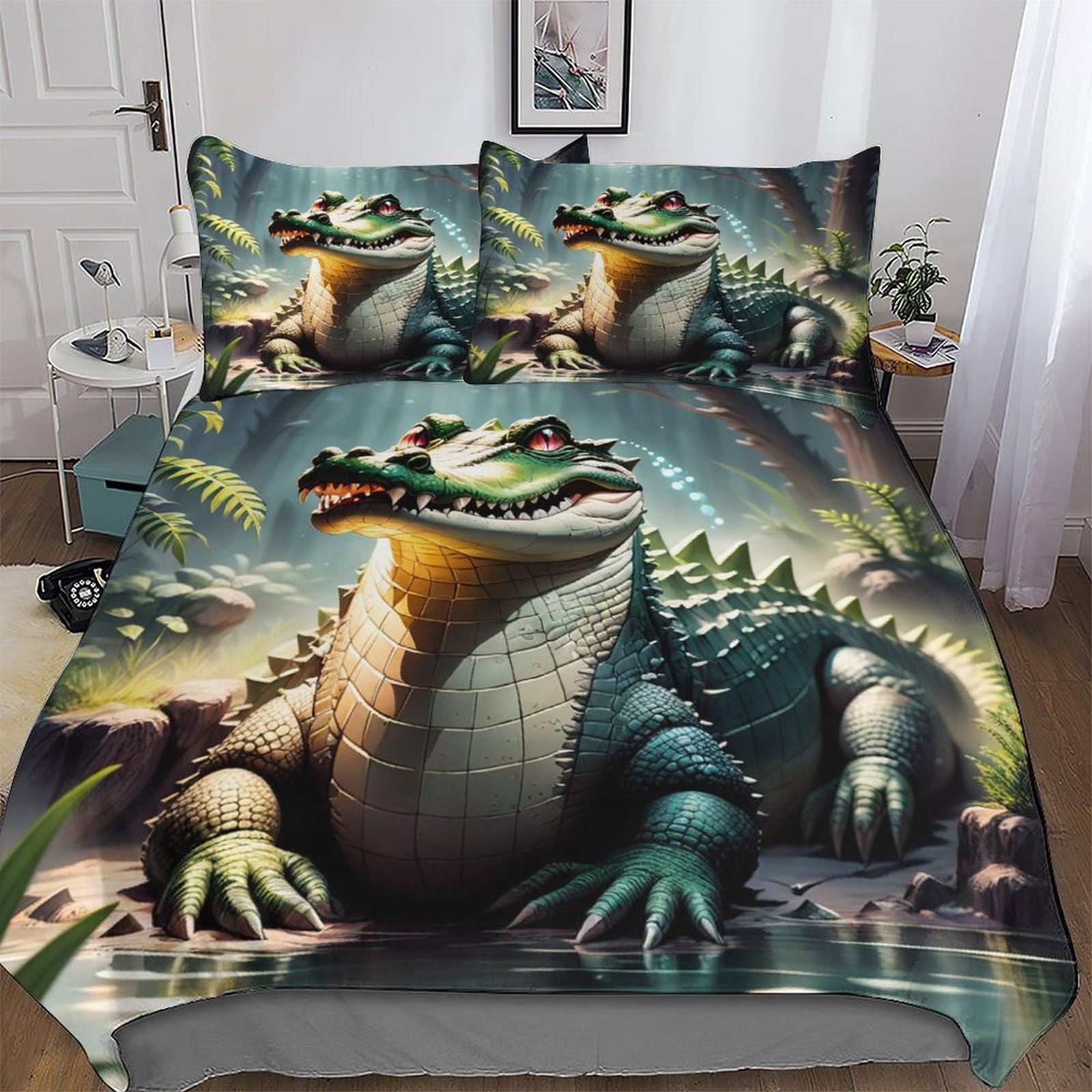 Housse de couette crocodile lavable en machine pour un lit double propre et sain