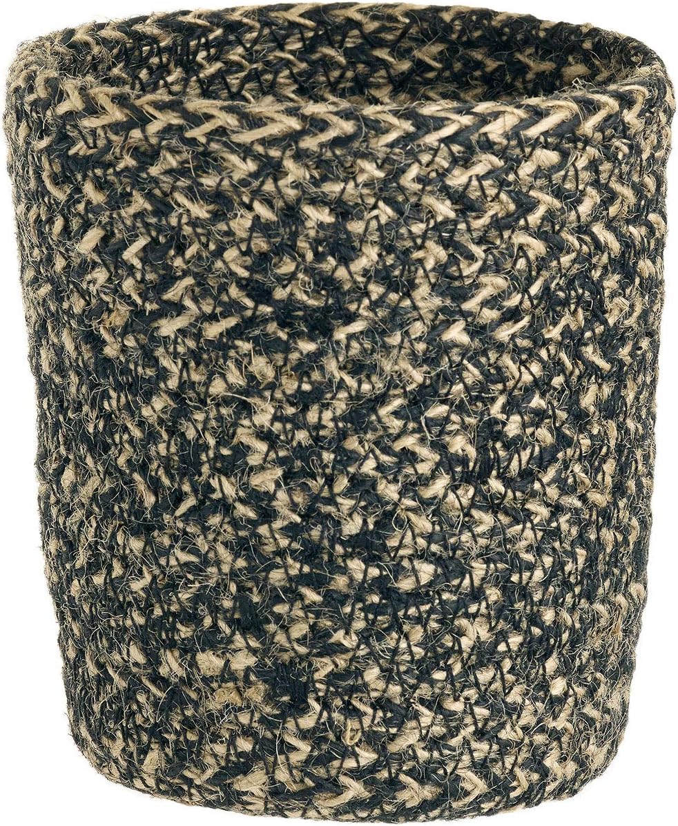 Design Ideas Melia Pencil Cup, Natural Woven Jute Round Desktop Container, Black