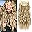 KooKaStyle Clip in Synthetic Hair Extensions Long Wavy 4PCS Thick Hairpieces Light Brown mix Golden Blonde Fiber Double Weft Natural Hair Extensions 16 Inch for Women