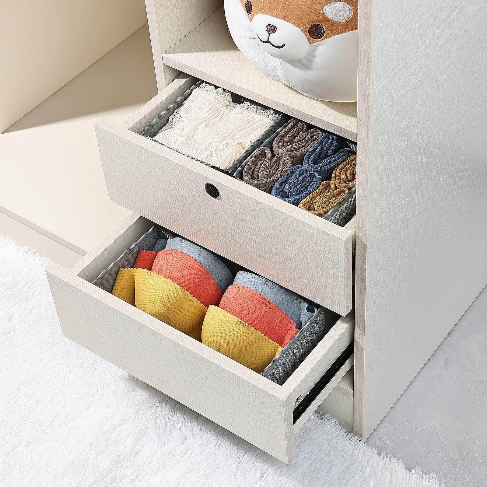 Lot De 12 Organiseurs De Tiroir Pliable Non-tissé Gris Foncé - Rangement Sous-Vêtements, Chaussettes Et Cravates