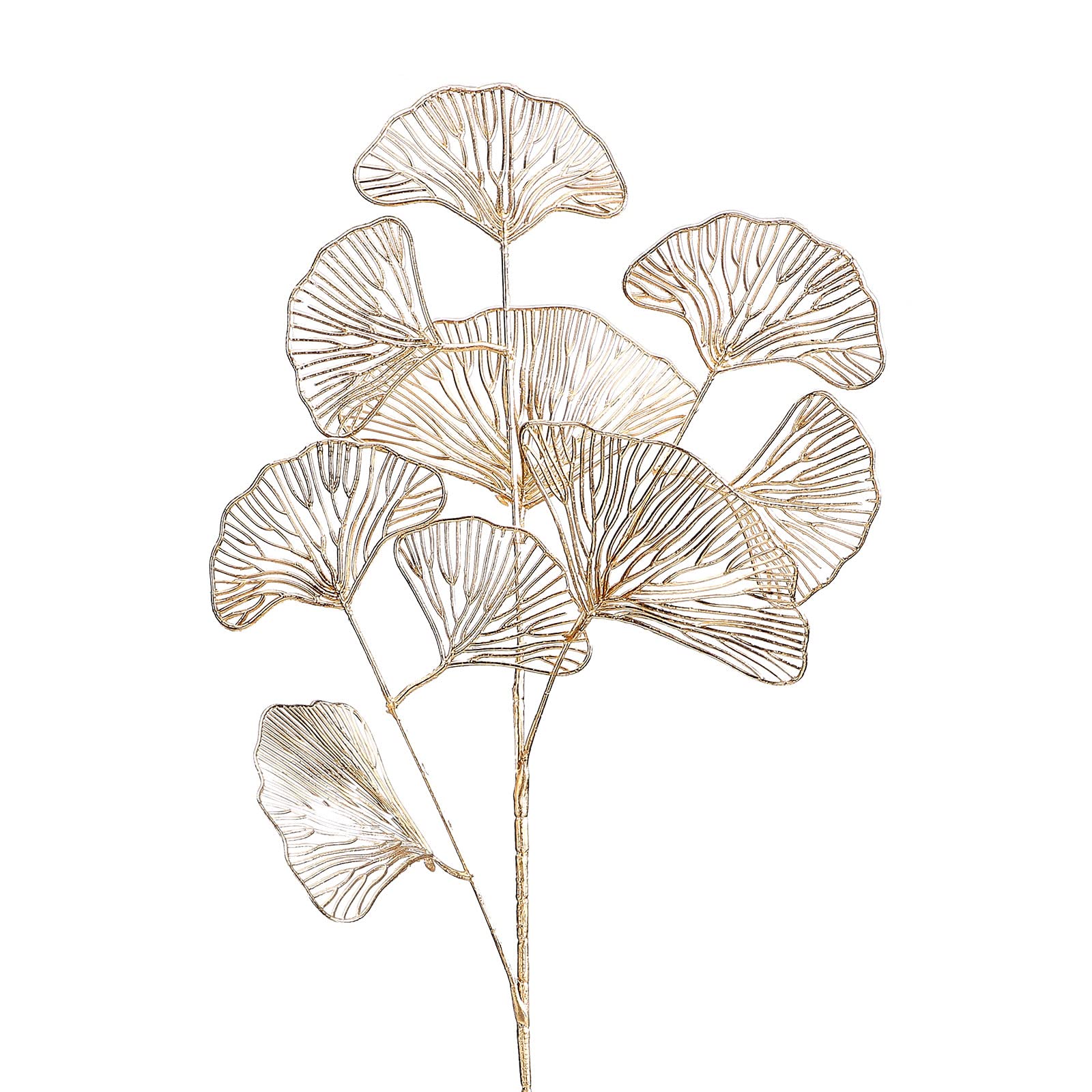 Artificial Golden Ginkgo Leaves Branches Decorations, Artificial Golden Plant Fake Gold Ginkgo Leaves Stems, 68cm Tall Faux Apricot Leaf Bushes for Wedding Party Arrangements Vase Bouquets Home Decor