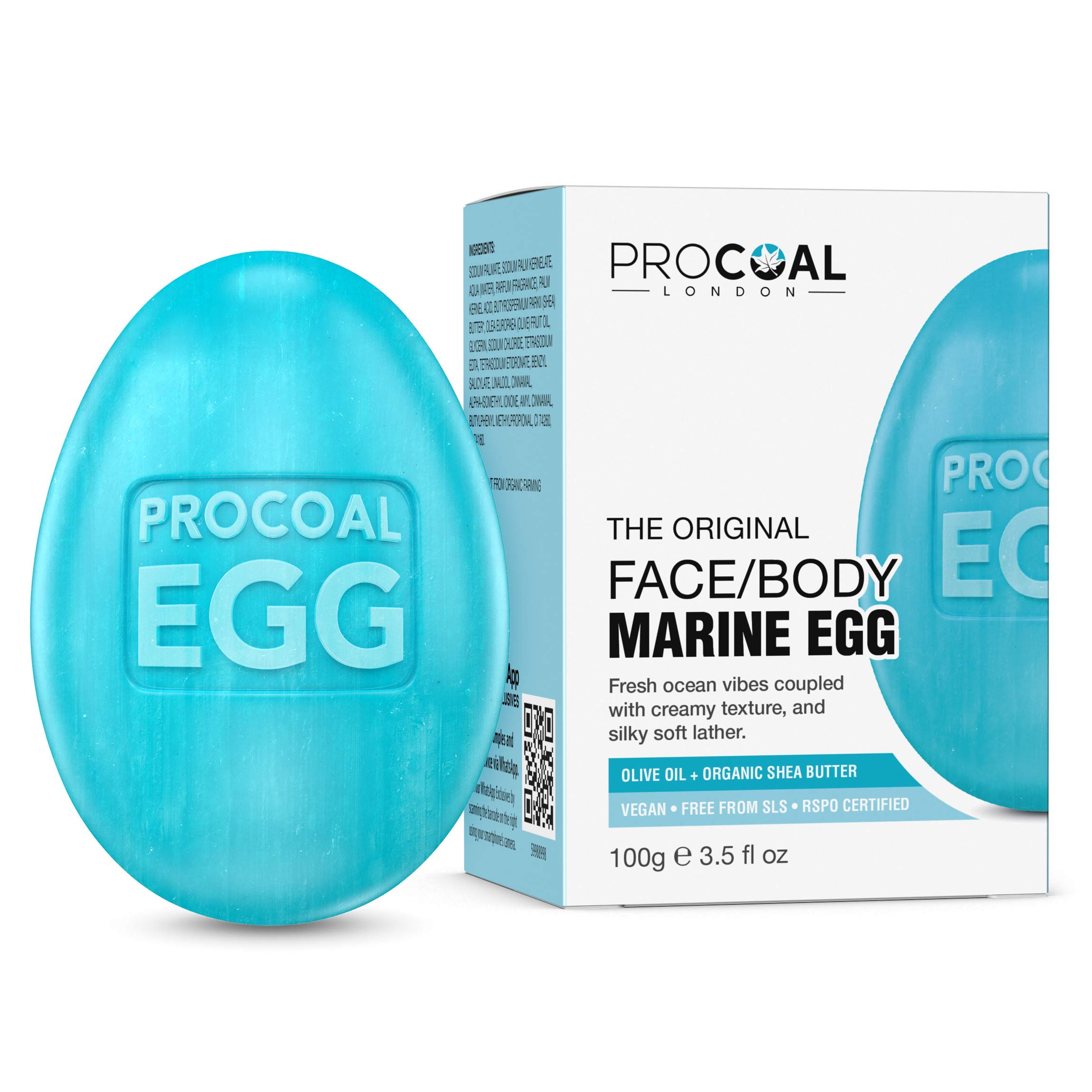 Marine Egg Facial & Body Cleansing Soap 100g by Procoal - Face & Body Cleanser, Vegan & Cruelty-free