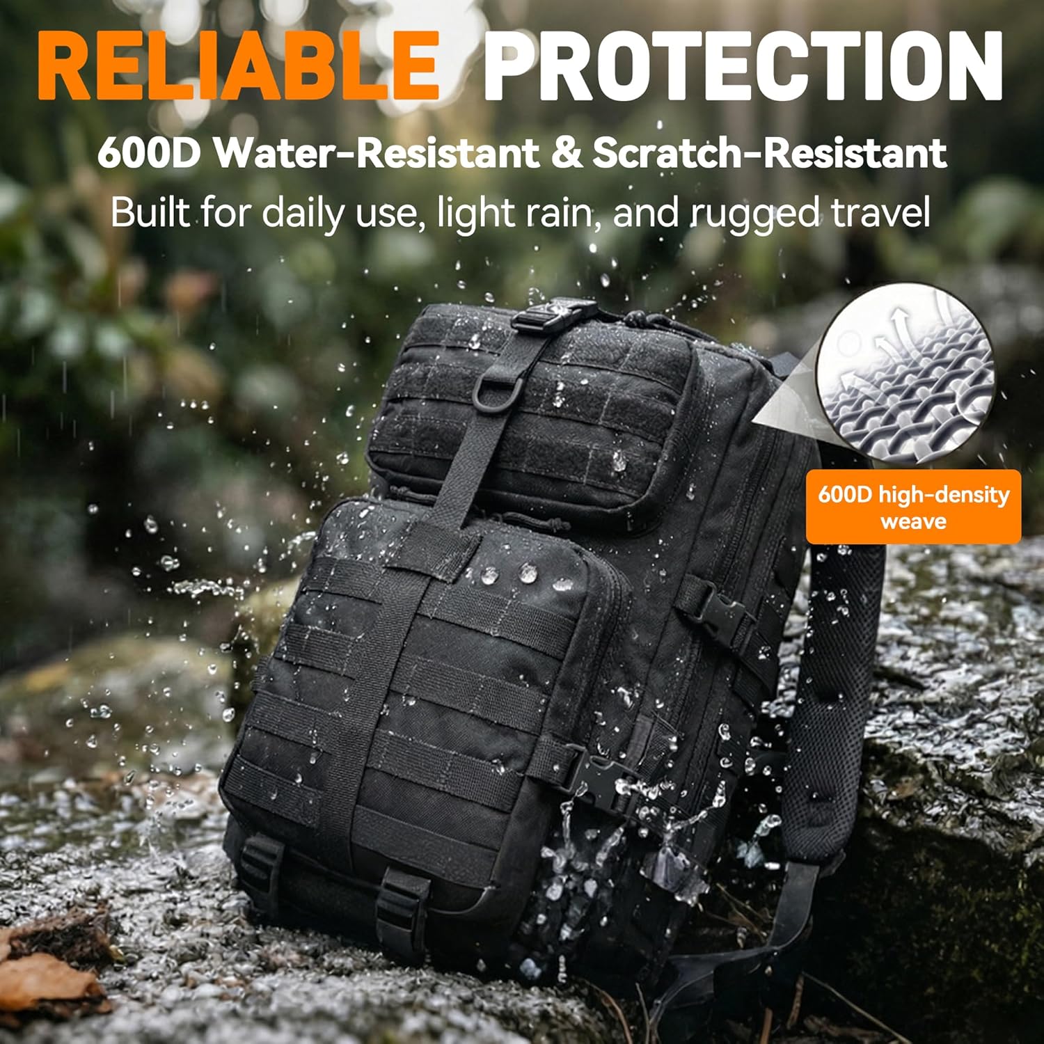 40L Military Tactical Backpack for Men, Tactical Laptop Backpack with Molle Waterproof, Army 3 Days Assault Pack & Bug Out Bag for Hiking (09-Black)