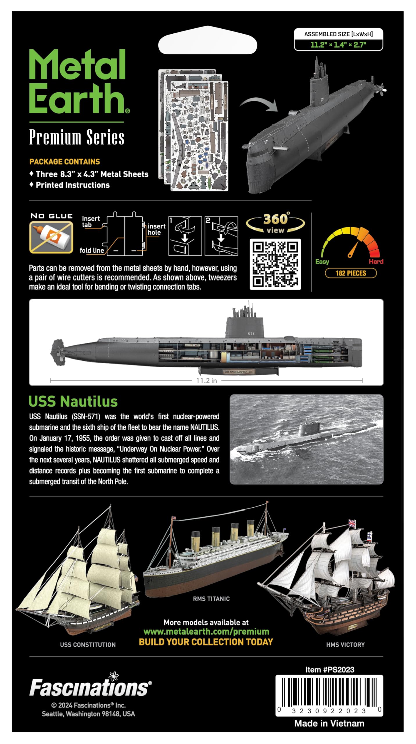 Metal Earth Premium Series USS Nautilus 3D Metal Model Kit Fascinations - Image 7