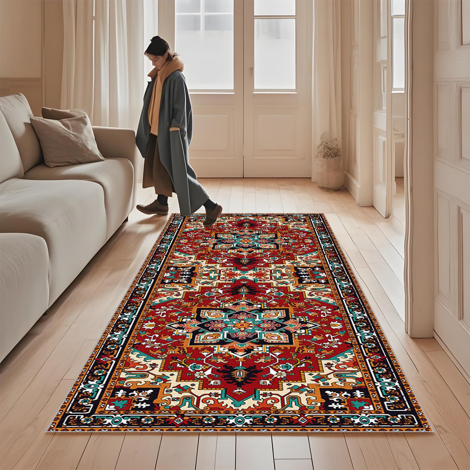 Tappeto runner per corridoio, 40 x 230 cm, antiscivolo, lavabile in lavatrice, pavimento da cucina, per ingresso, lavanderia, soggiorno, camera da letto, interni, lunghezza personalizzata