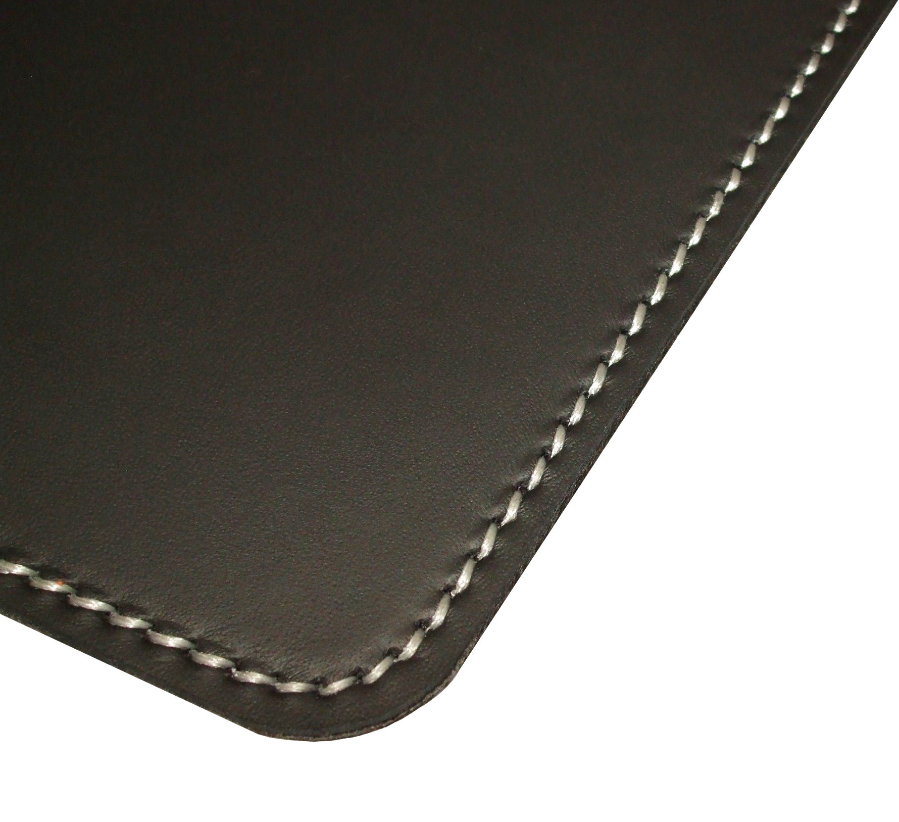 Schreibunterlage Schreibtischunterlage echt Leder schwarz 70 x 50 cm Rindnappaleder, Naht weiss