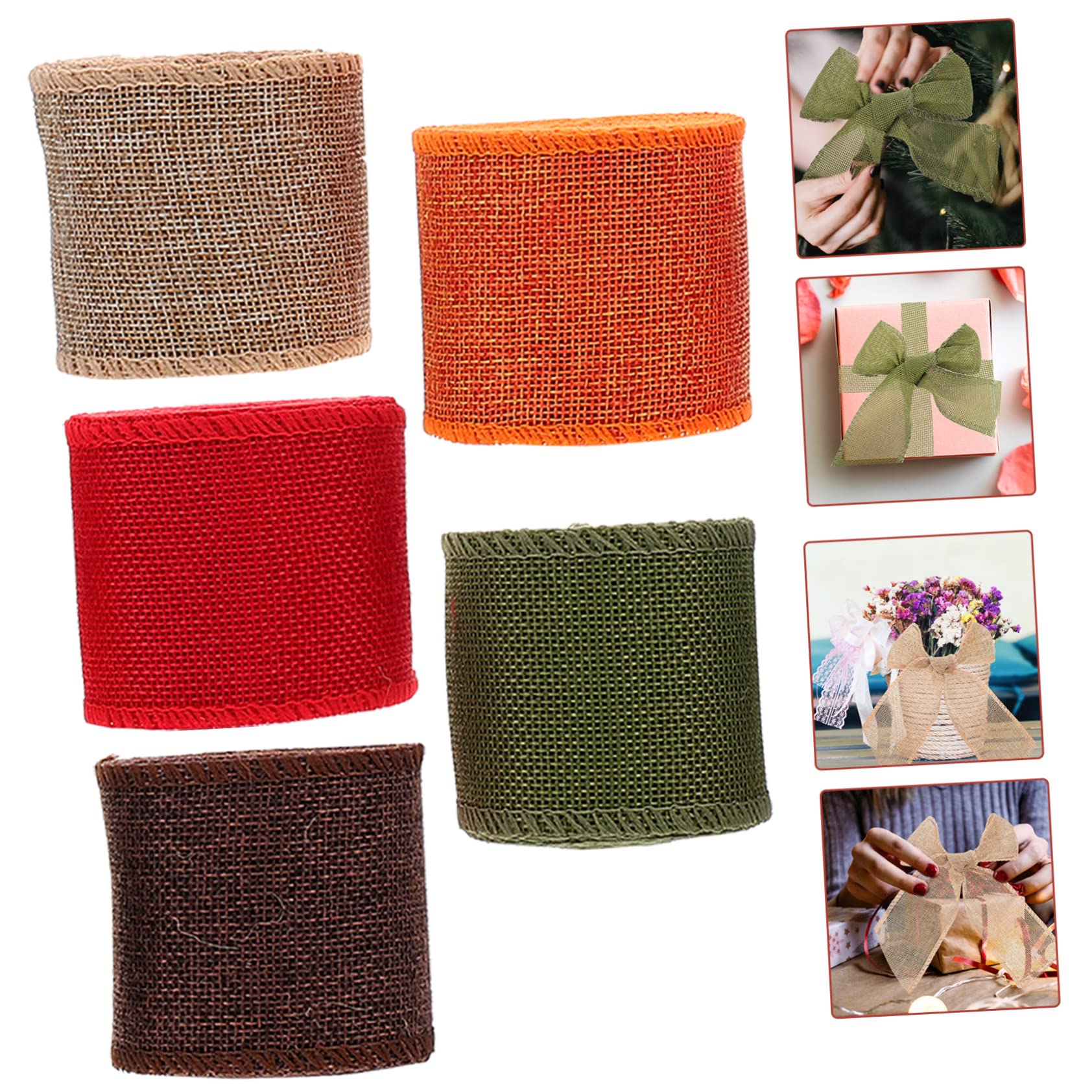 Lurrose 3 Sätze Gurtbandimitat Aus Leinen Seidenband Ribbon Dekoration Türdeko Weihnachten Aufkleber Linie Korb Verschleißfestes Geschenkband Praktisches Wickelband Polyester 5 Rollen * 3