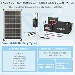 Voltset 100W Ensemble de panneaux solaires : 12 Mainteneur de chargeur solaire monocristallin Volt avec 20A PWM Contrôleur - Chargeur solaire imperméable pour RV Remorque Camions Campeurs Camions de véhicules