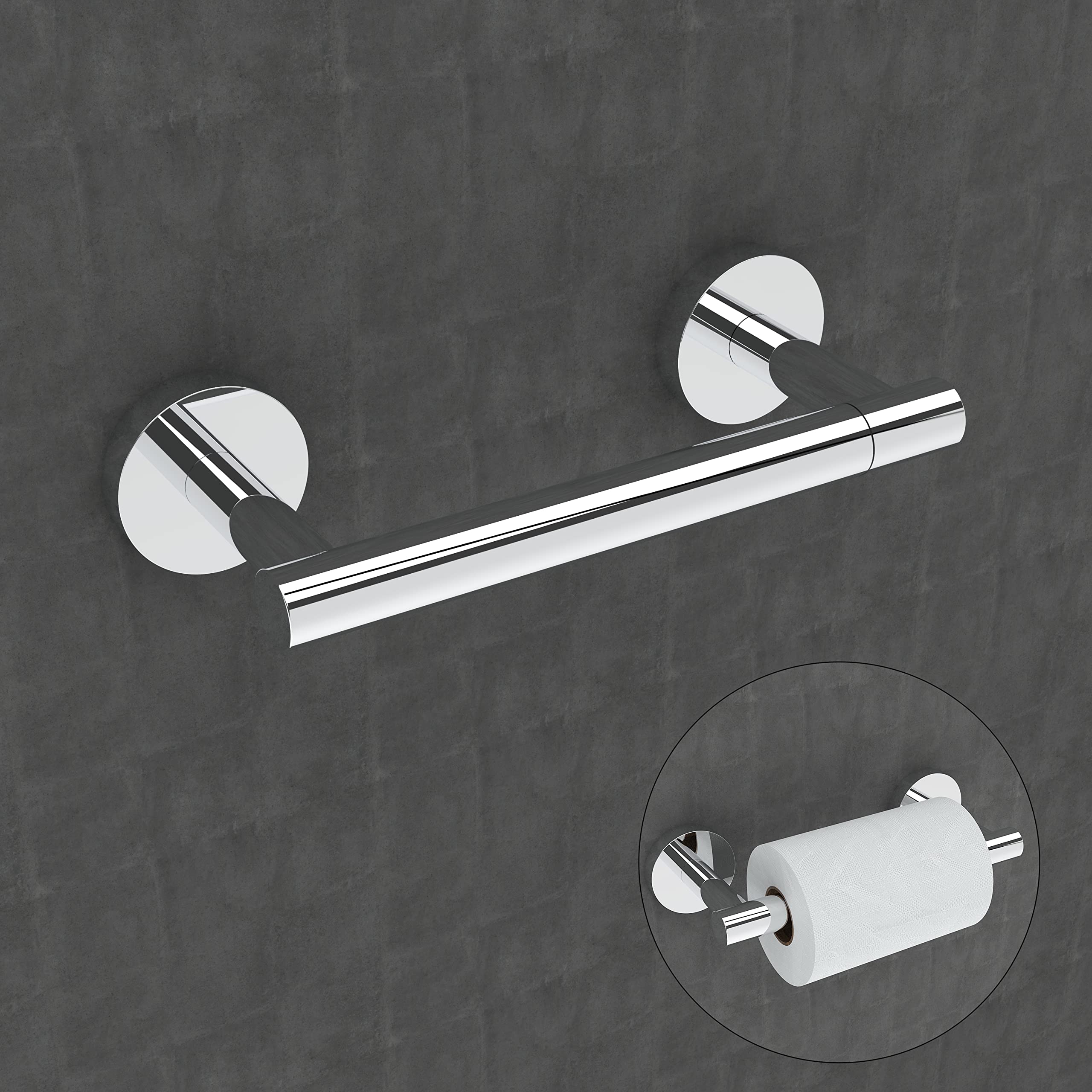 Cobbe Toiler Paper Holder Wall Mount, Double Post Pivoting Toilet Paper Roll Holder For Bathroom Sus 304 Stainless Steel Brushed Gold