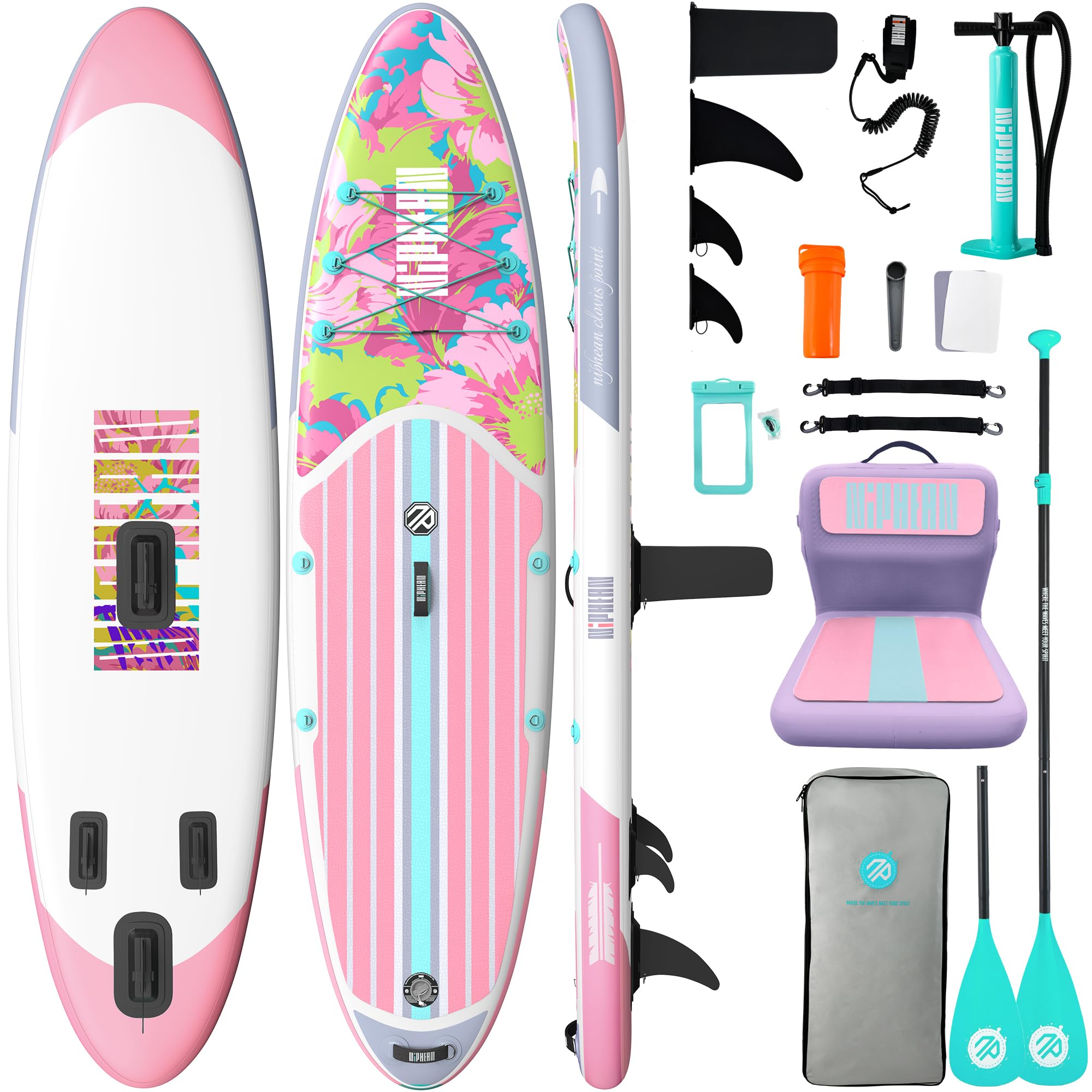 Niphean Inflatable Stand Up Paddle Board with SUP Accessories, Anti-Slip EVA Deck, 10’6’’ Inflatable Paddle Boards for Adults & Youth of All Skill