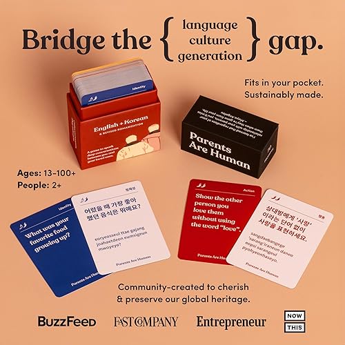 Vista 2 de Parents Are Human Tarjetas de conversación bilingües, inglés + coreano