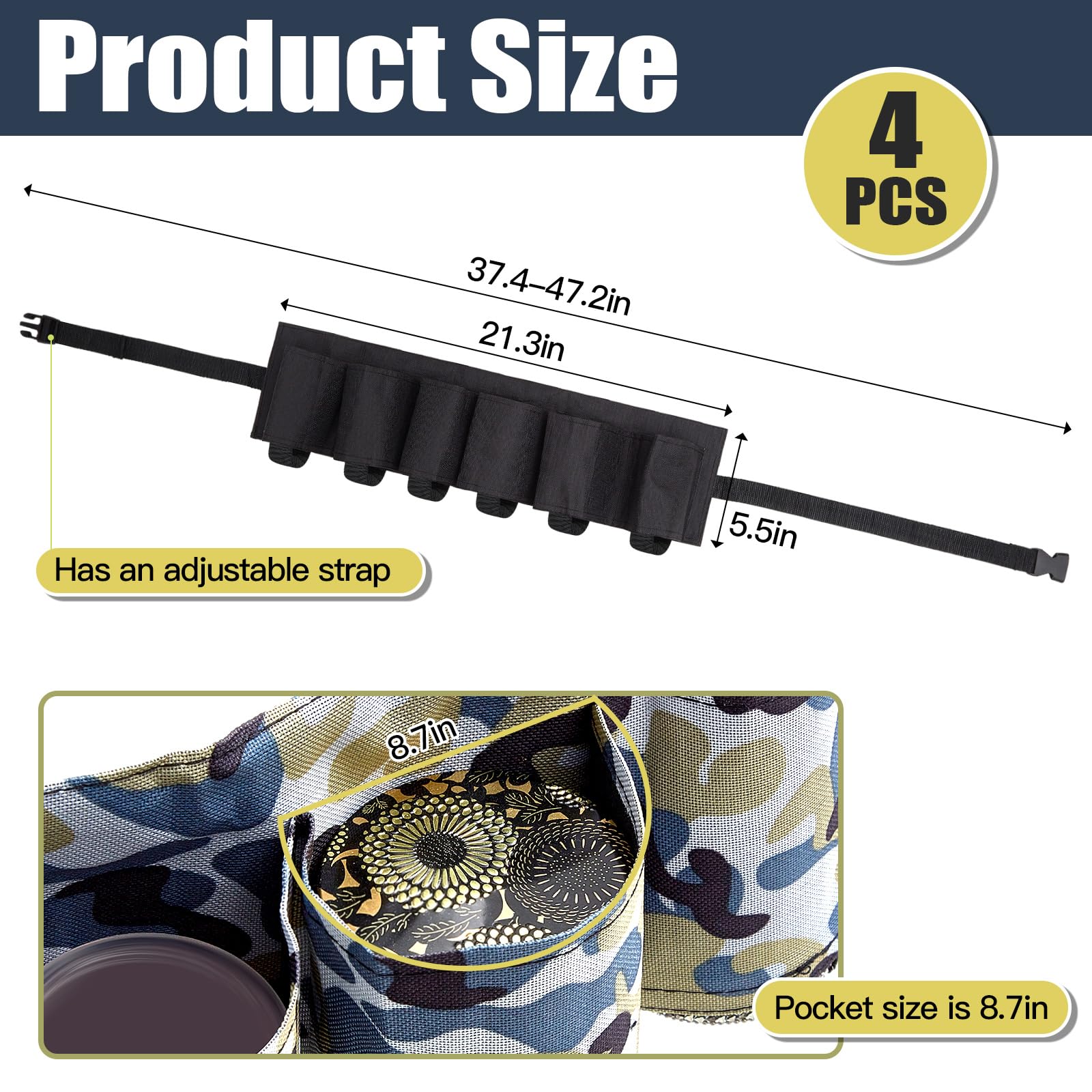 Aliceset 4 Pack Bear Belt Holster with 6 Holders Adjustable Camouflage Beer Soda Can Holster Belt Beer Waist Pack for Can Drink Bottle Men Women Party, Drinking, Picnics, Hiking Accessories, 4 Colors