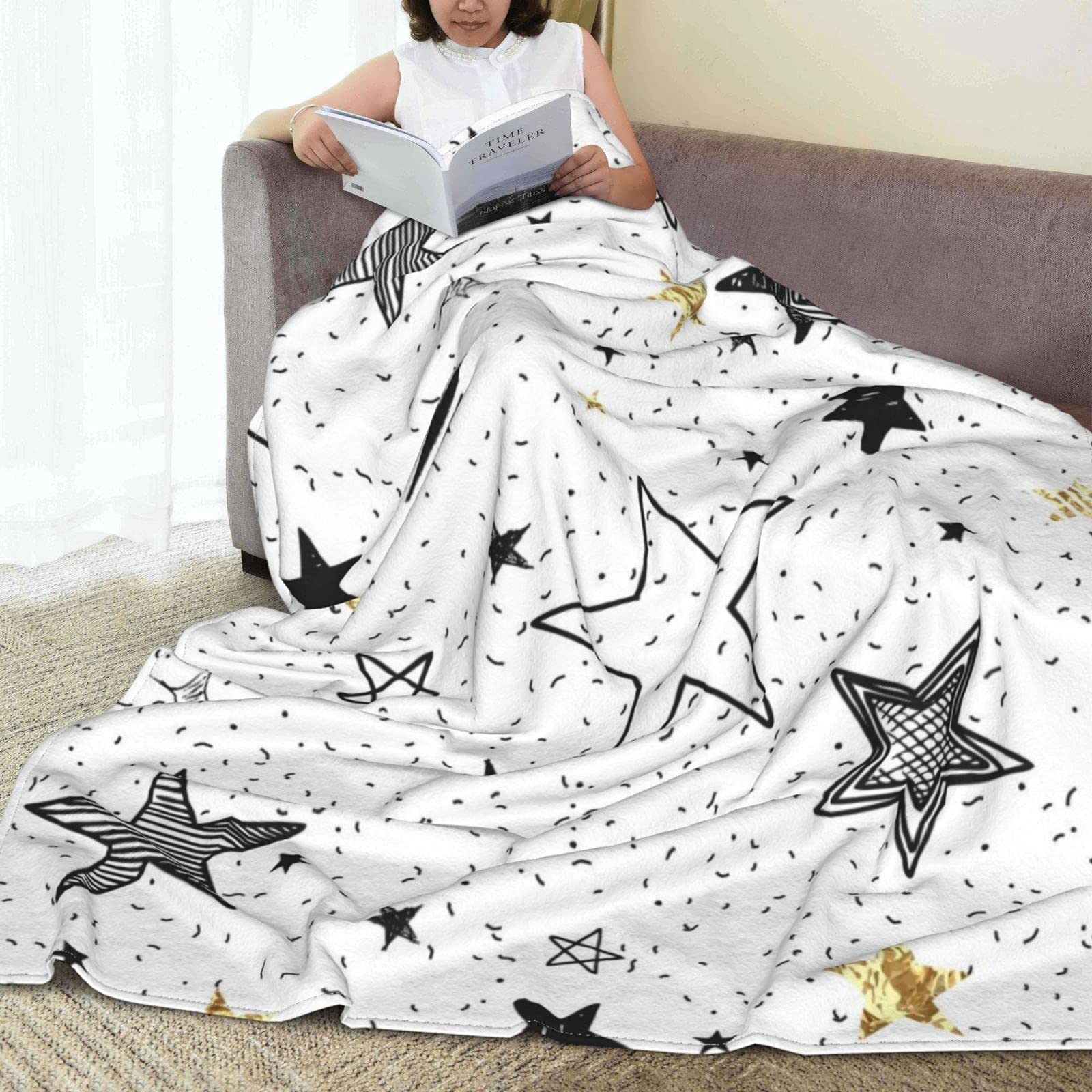星柄ブランケット ひざ掛け かけ布団150x200 毛布 フランネル 暖かい Amazon｜DADABULIU ブランケット 毛布 フランネル ひざ掛け星柄 星
