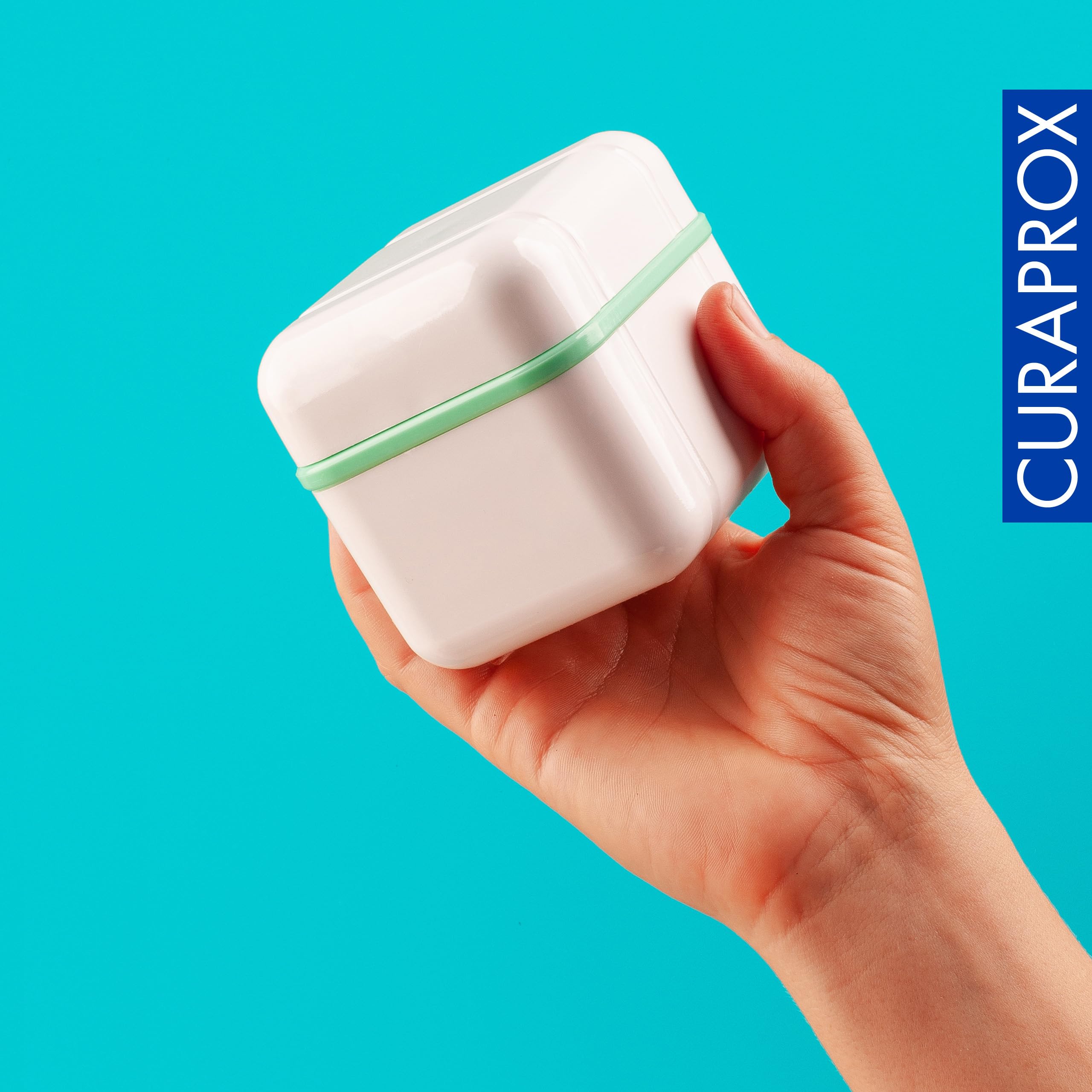 Curaprox BDC Juego de Limpieza Kit de Cuidado Completo para Dentaduras Postizas y Retenedores/Incluye Gel Diario, Concentrado Semanal, Cepillo y Caja de Limpieza/Hecho en Suiza