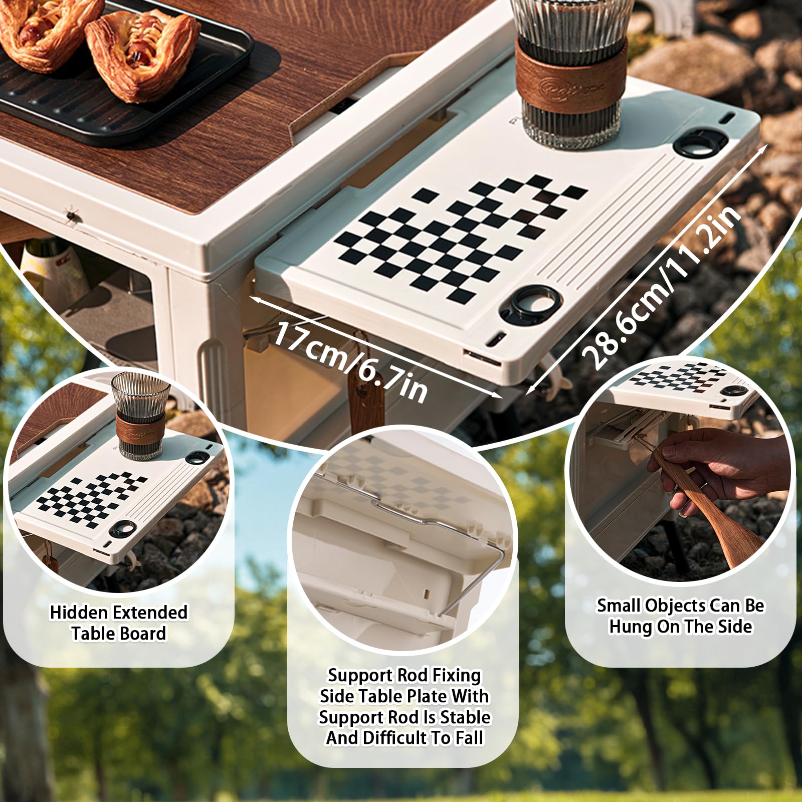 Floatlive Folding Camping Storage Box with Wooden Table Board