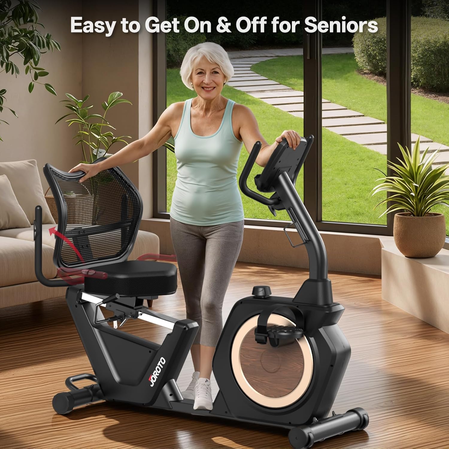 JOROTO Recumbent Exercise Bike for Home, Magnetic Recumbent Bike for Seniors Adults, 400LBS Capacity, Wide Cushioned Seat & Back with Smart APP, Backlit LCD Monitor, Heart Rate Handle - Image 3