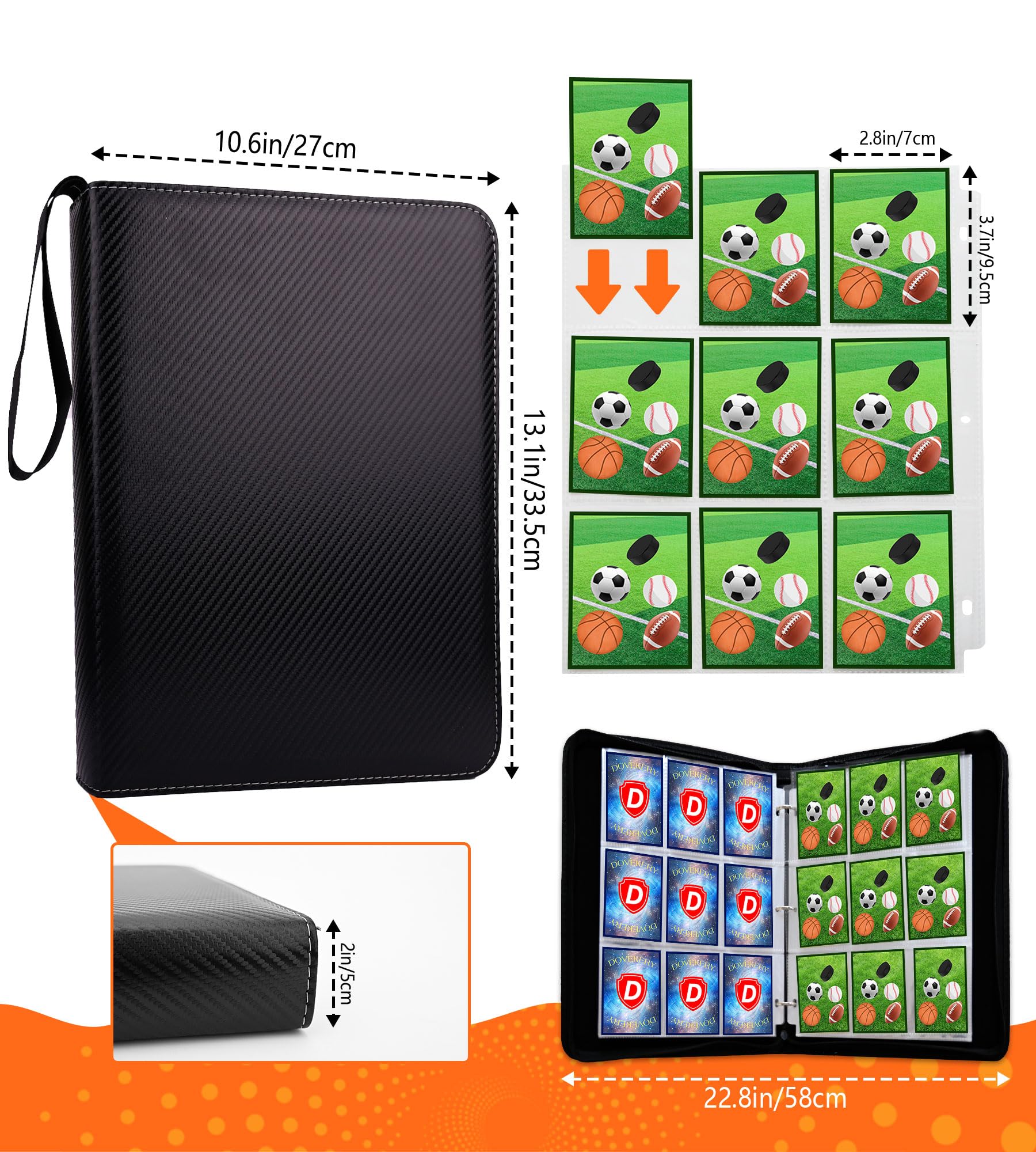 DOVEKERY Trading Card Binder 9 Pocket, Card Collection Folder with Removable Sleeves - Image 3