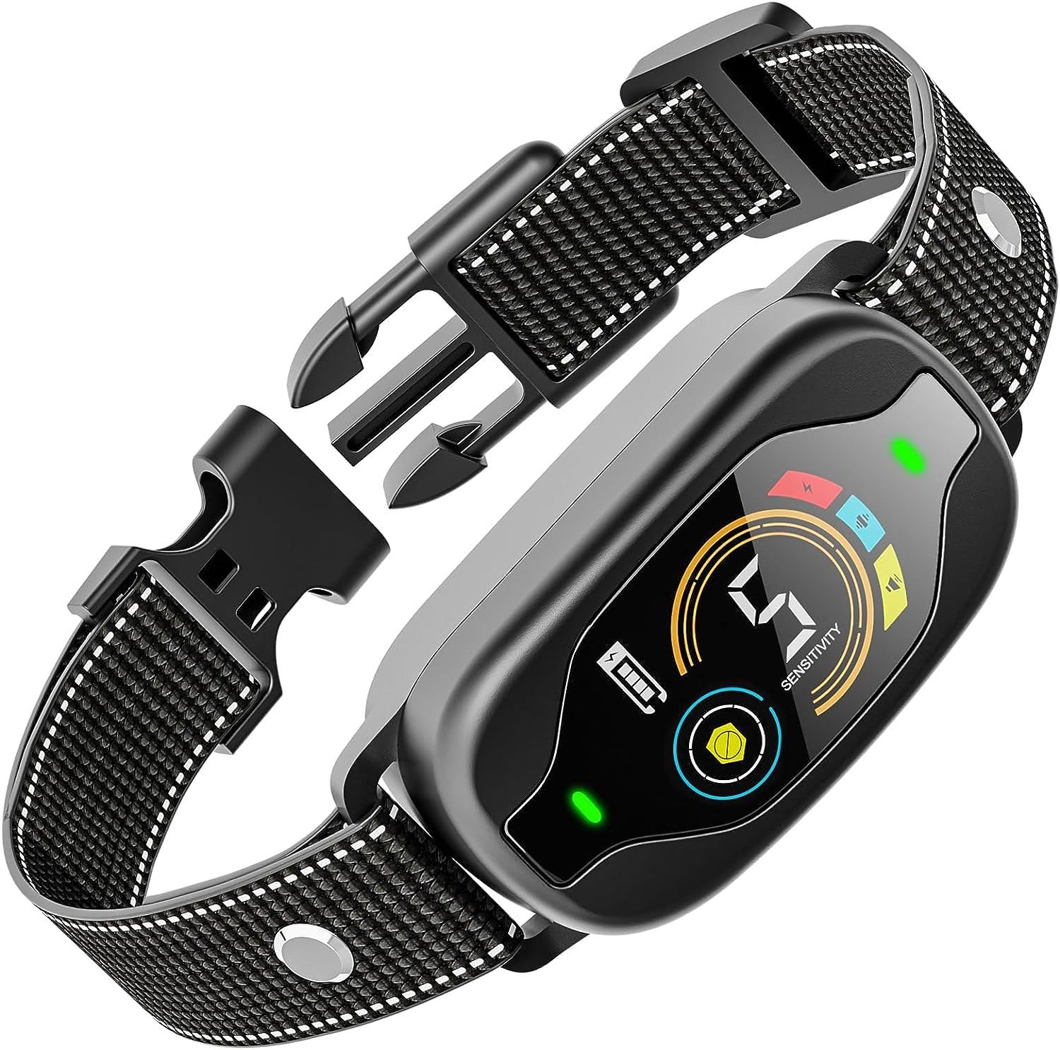 Automatic Anti-Bark Dog Training Collar Rechargeable Waterproof with Beep Vibration Shock Modes Color Screen Display Magnetic Charging IP67