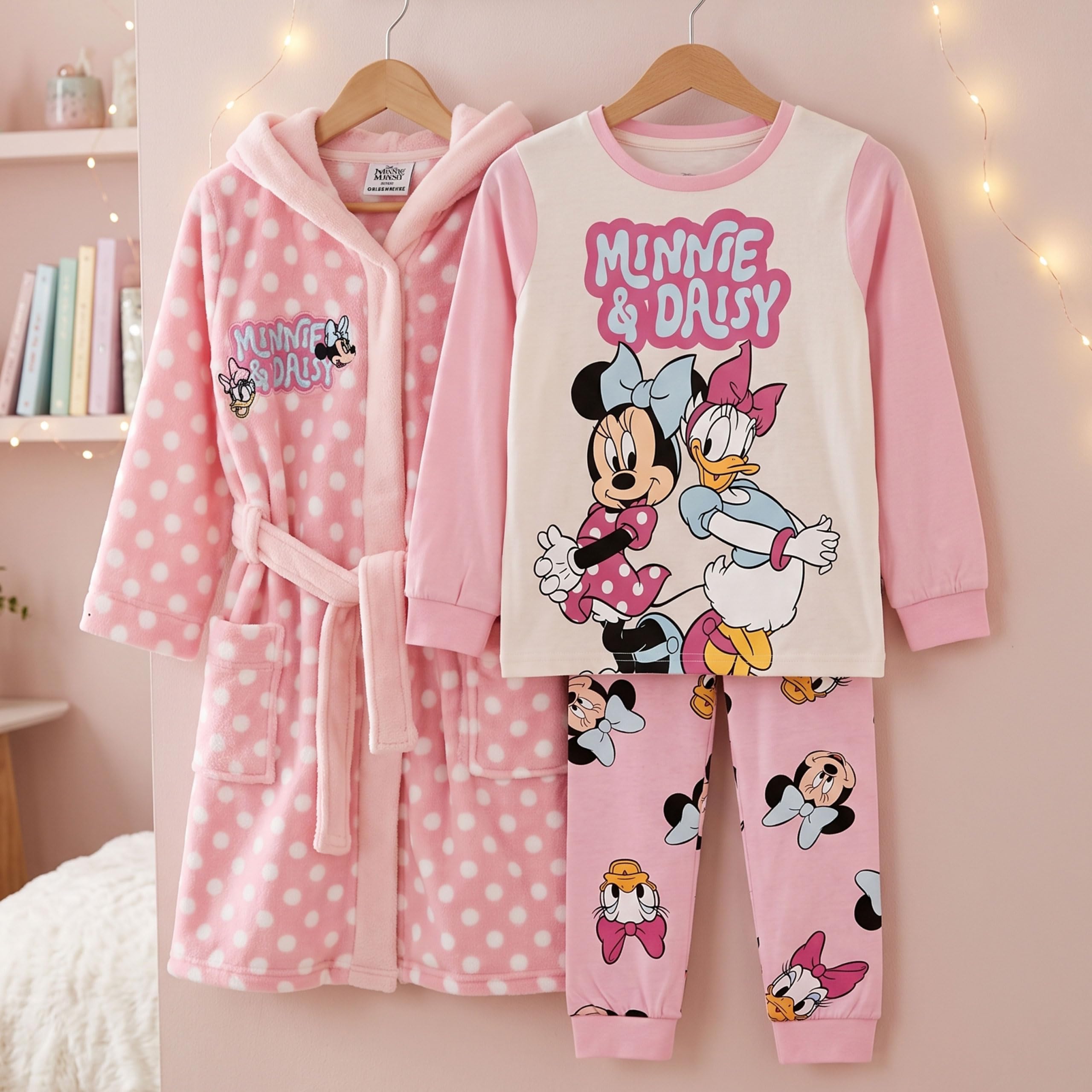 Disney Mädchen Minnie Maus Schlafanzug Bademantel Set