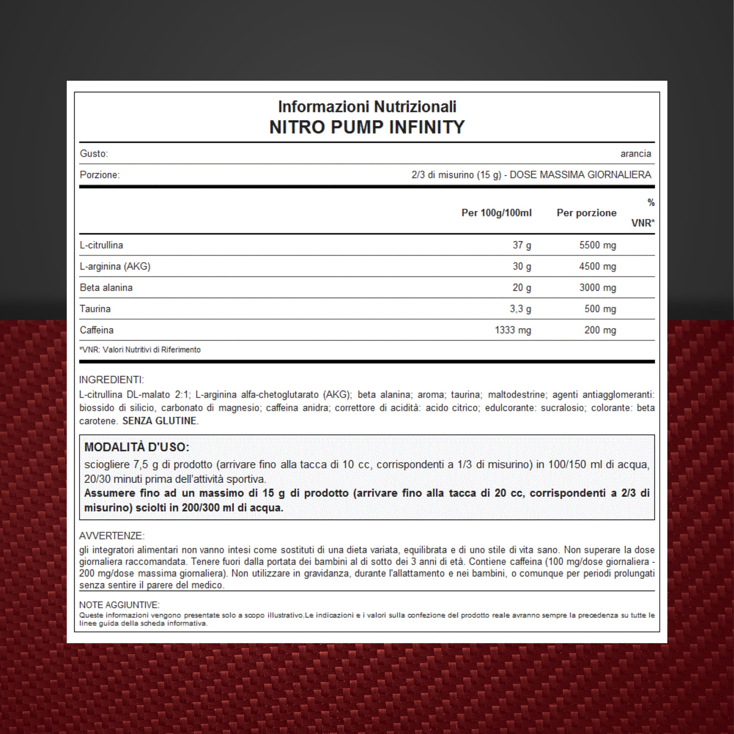 WHY SPORT NITRO PUMP INFINITY - Integratore Alimentare in Polvere a Base di Citrullina e Arginina – Confezione da 200 gr - Gusto Arancia
