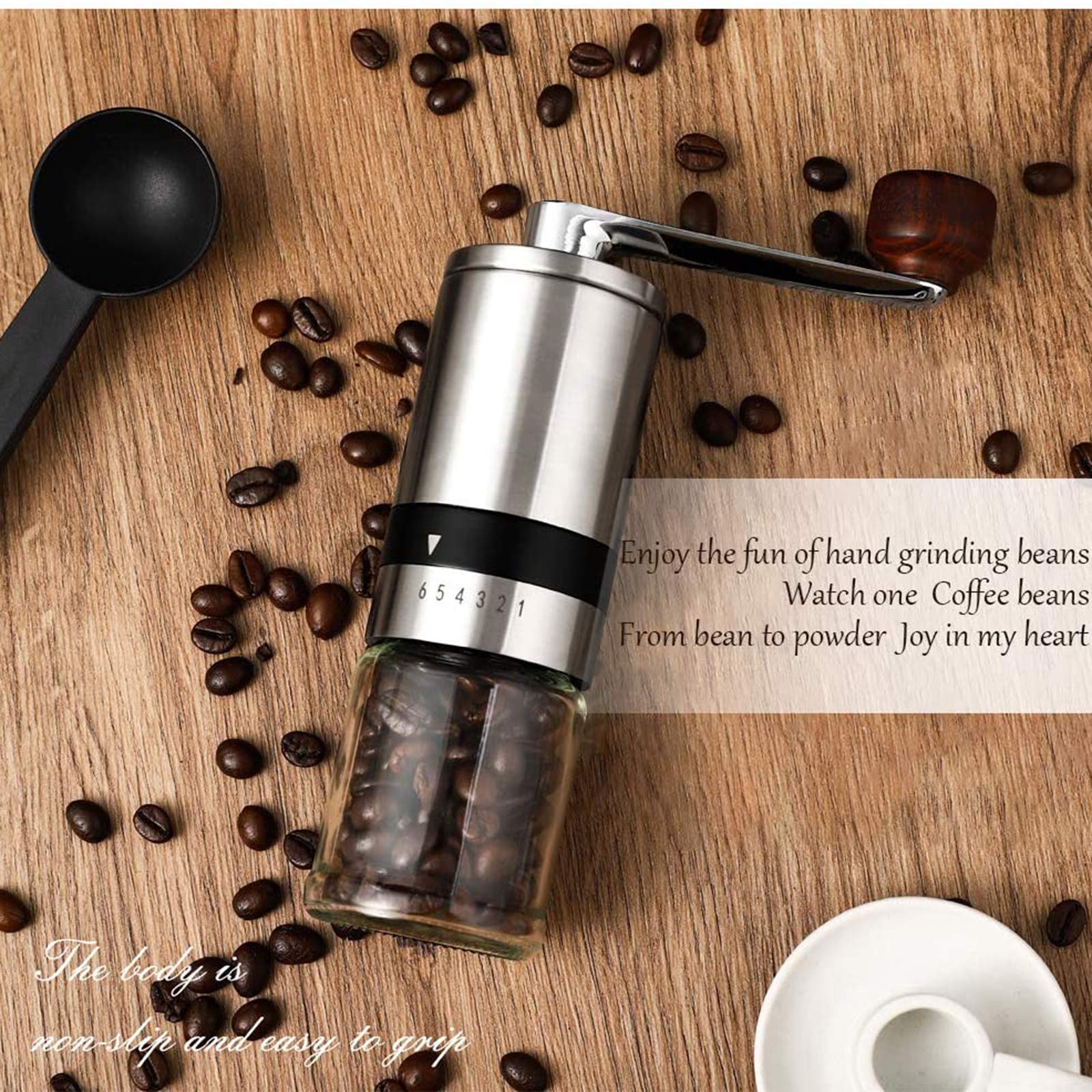 Moulin à Café Manuel En Acier Inoxydable 50 Réglages - Meules Coniques Pour Expresso Et Voyages