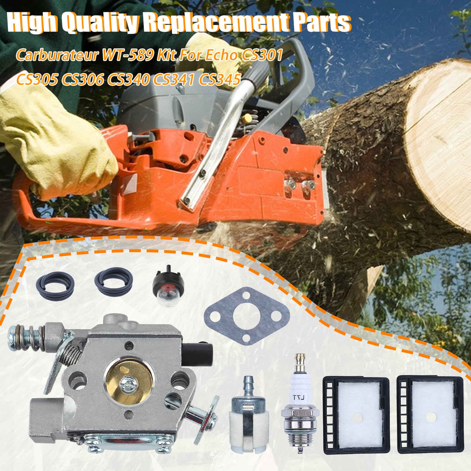 Kit Carburatore WT-589 Per Motoseghe Echo CS-300, CS-301, CS-305, CS - Foto 8