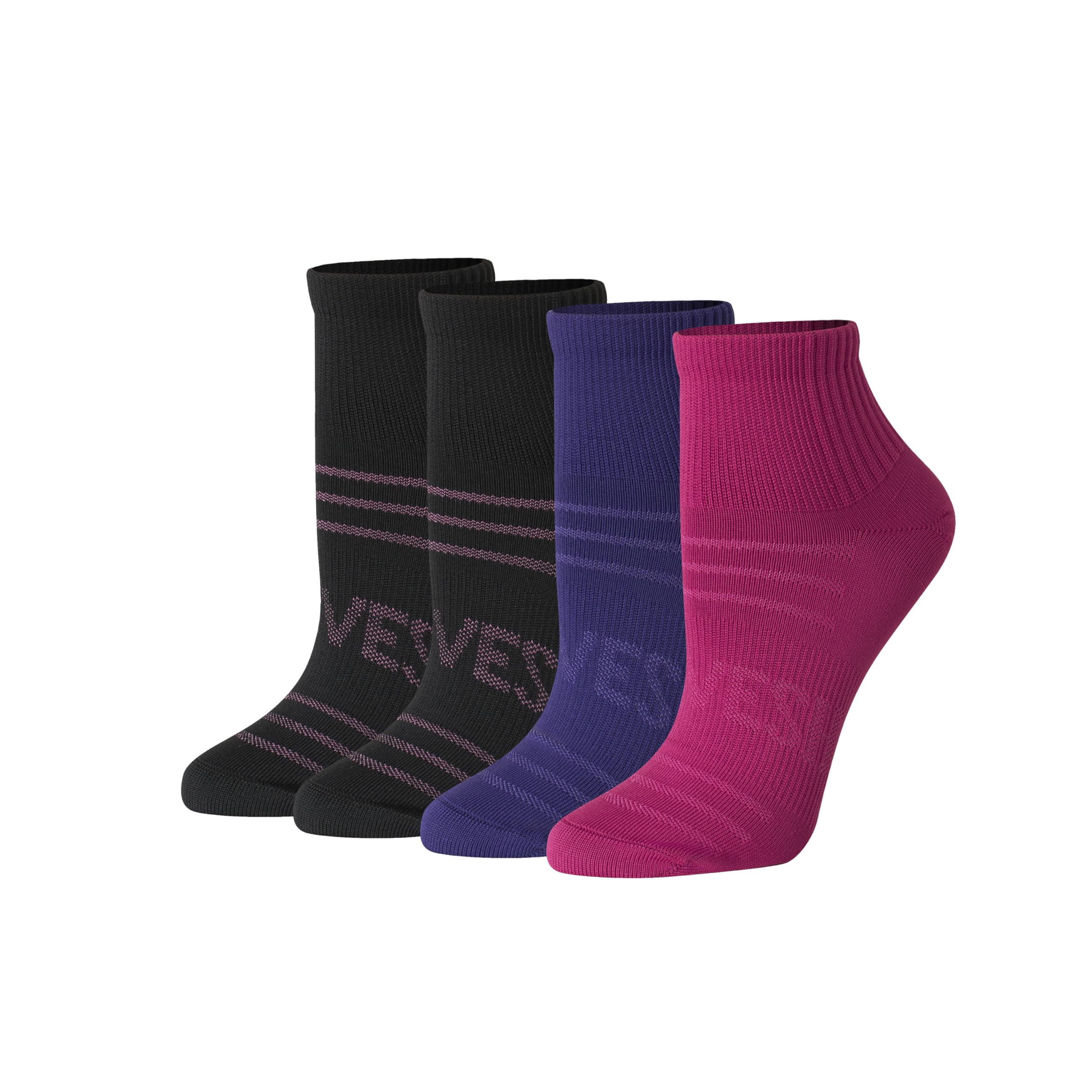 Women's Ankle Socks, 4 Pairs, Moves Seamless Stretch, Compression Arch, Stays Put, Seamless Toe