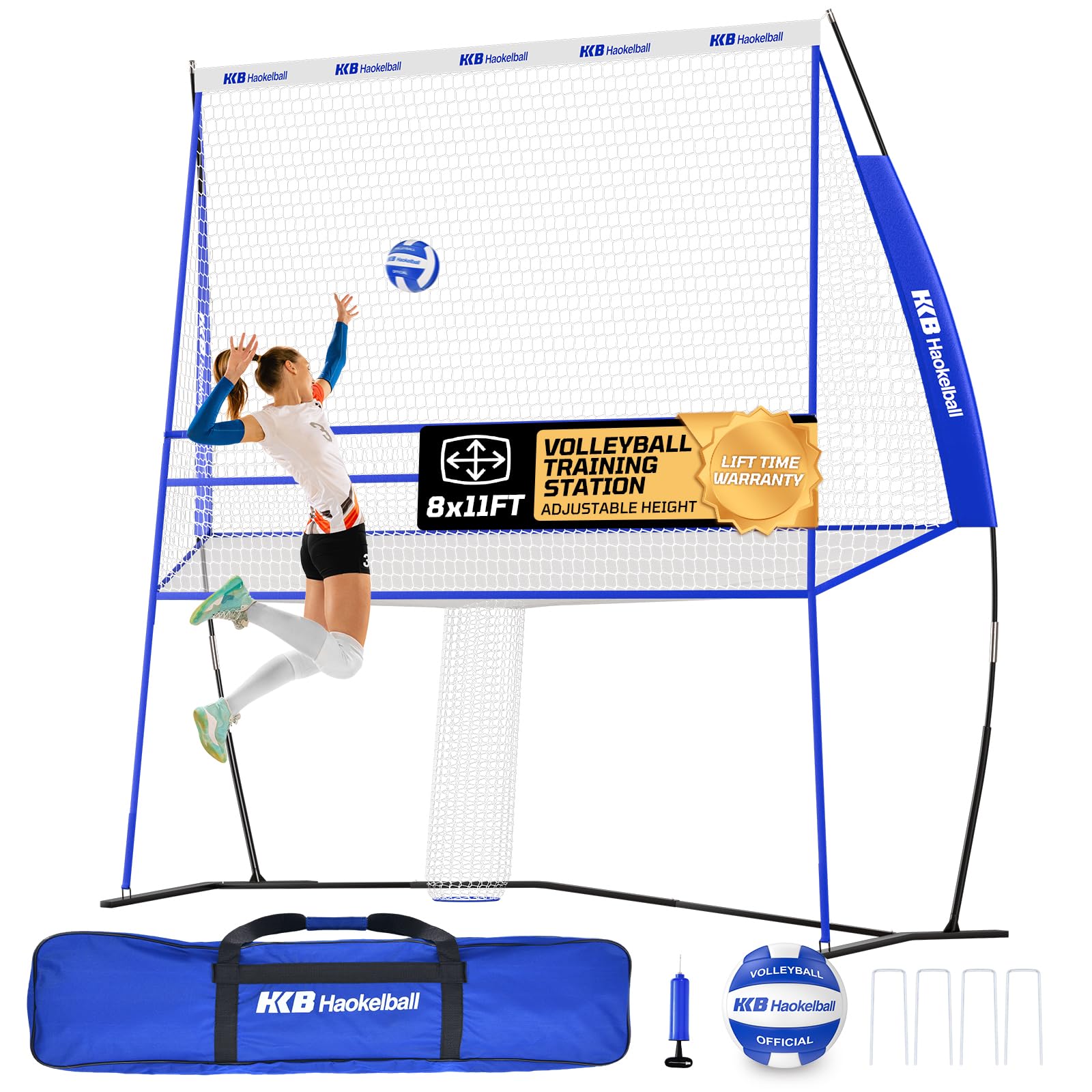 Rete Da Pallavolo Portatile Haokelball 3,4x2,4 M Con Altezza Regolabile, Pompa E Borsa - Allenamento Indoor/Outdoor - 4
