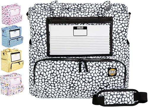 Bolsa grande para pañales preescolares para guardería con correa para el hombro, bolsillos aislados para botellas, bolsillo húmedo y tarjeta de