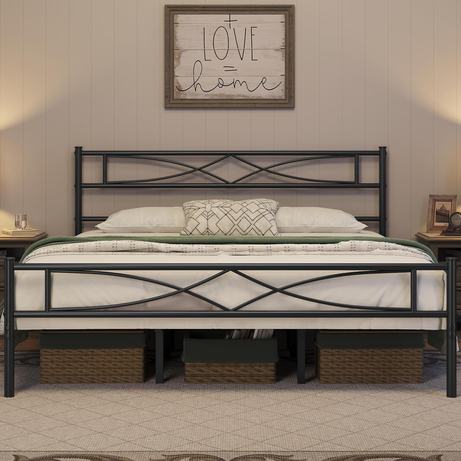 Yaheetech Metal King Size Bed Frame, Platform Bed Frame, Mattress Foundation with