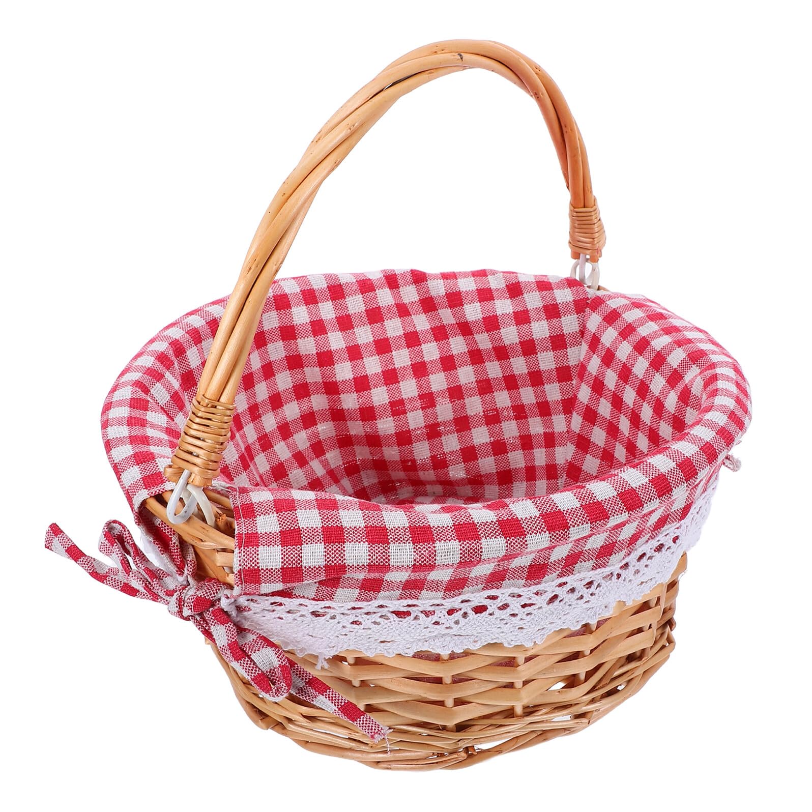 UPKOCH Cesto in Rattan Intrecciato Mano con Manici Portatile per Verdure e Frutta Cestino Piccolo per Picnic Organizzatore Decorativo per Cucina e Eventi all Aperto
