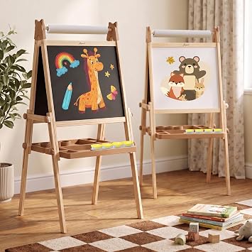 JOYOOSS Easel for Kids Easels for Toddlers with Paper Roll Oatmeal
