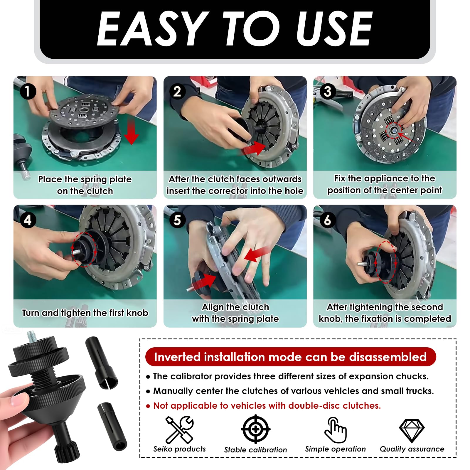Utensile Universale per Allineamento dei Dischi di Frizione, Strumento di Allineamento per Auto e Camion, Kit per Montaggio e Centratura della Frizione, Kit Centratura Frizione, Facile da Usare