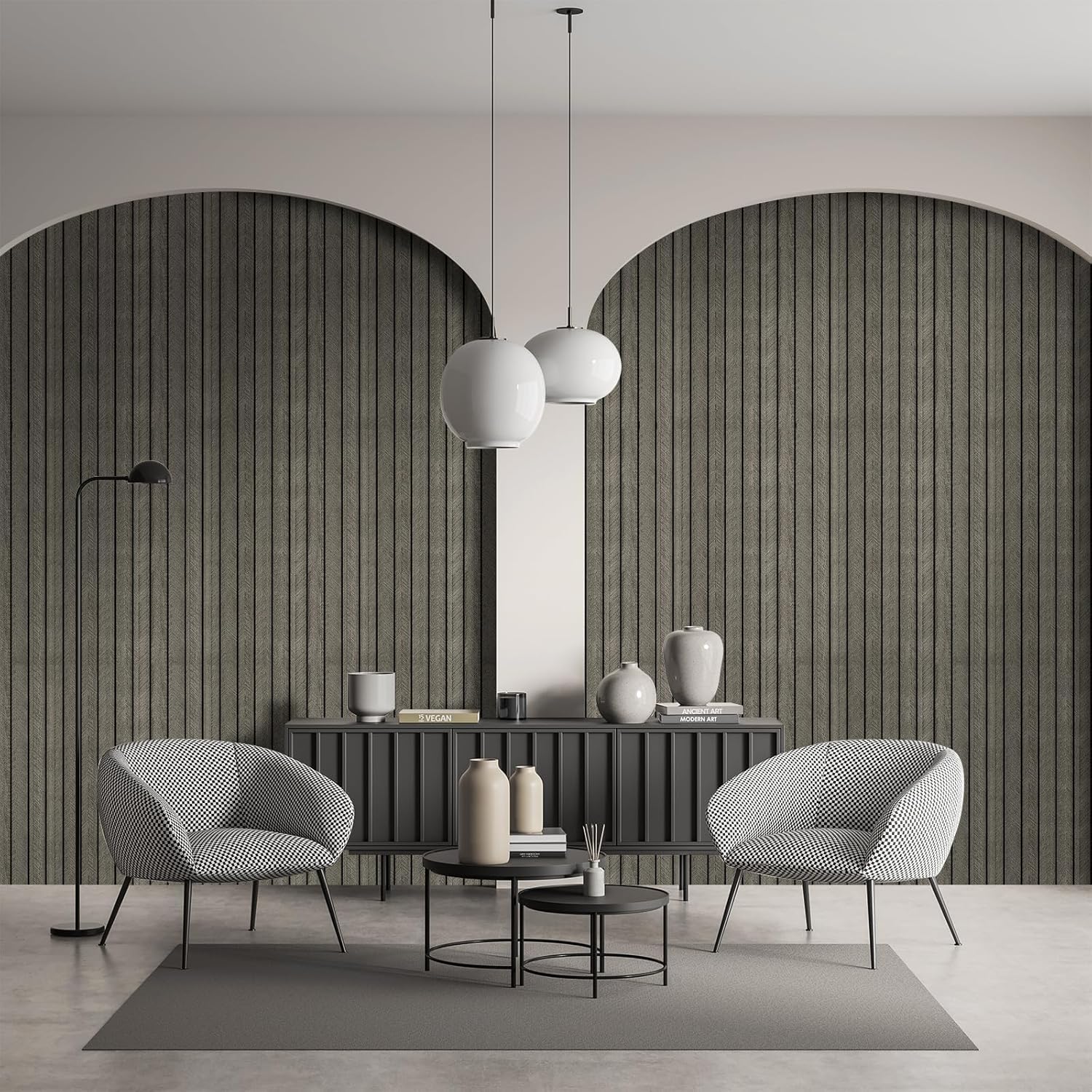 WADILE PVC Wood Grain Panels for Wall, 15.7 in X 17.1 ft Soundproof for Wall Paneling Peel and Stick, Cover 22.4 Sqft, Fishbone