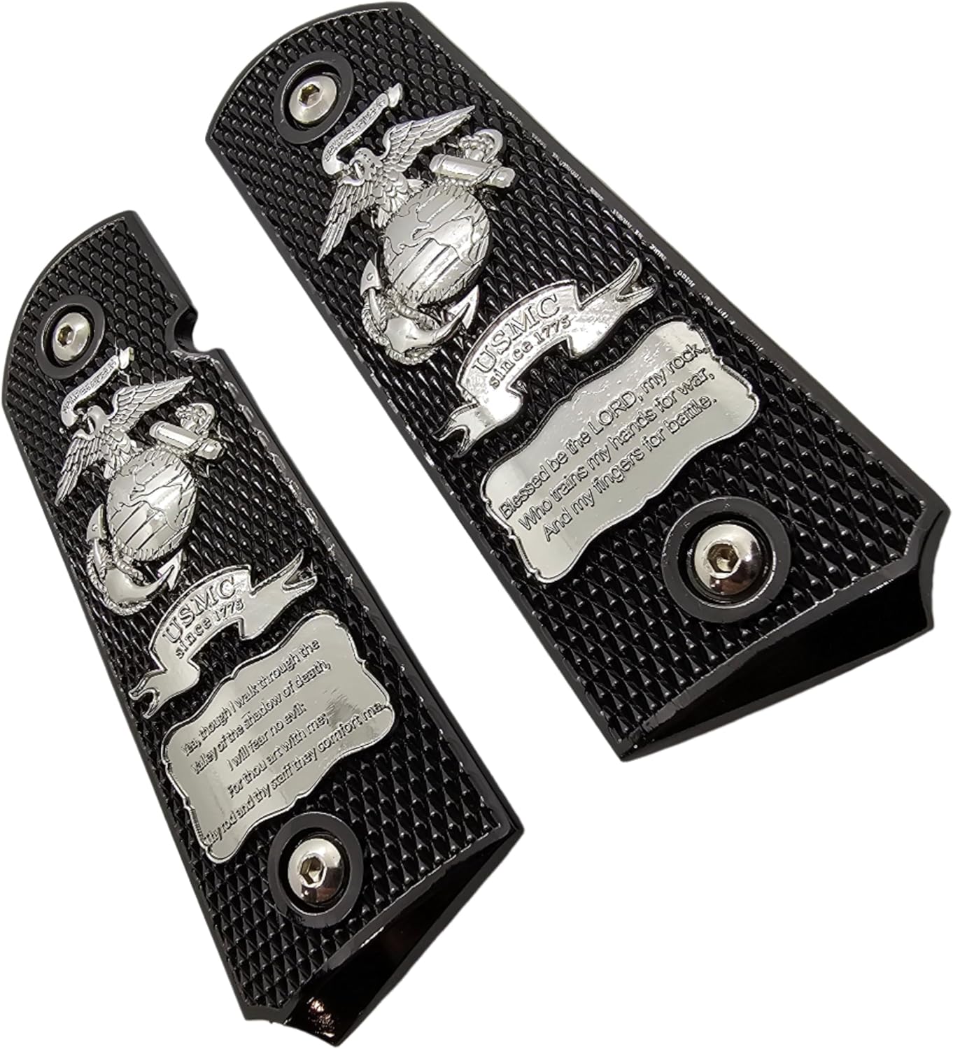 Custom Checkered Design 1911 Pistol Grips Full Size for Colt Rock Island Springfield Taurus & Clones, fits Standard Government Models, Ambi Safety Cut