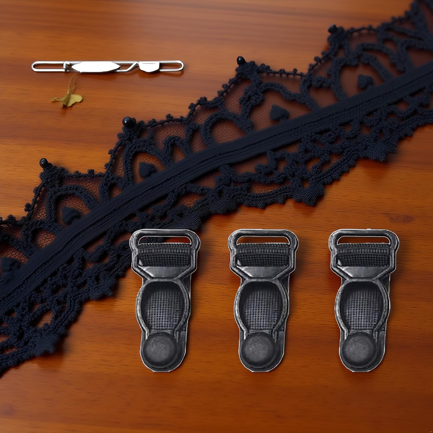100 Pcs Black Plastic Garter Clips, Black, 33 x 12 mm Garter Belts Garters and Garter Belts Lingerie