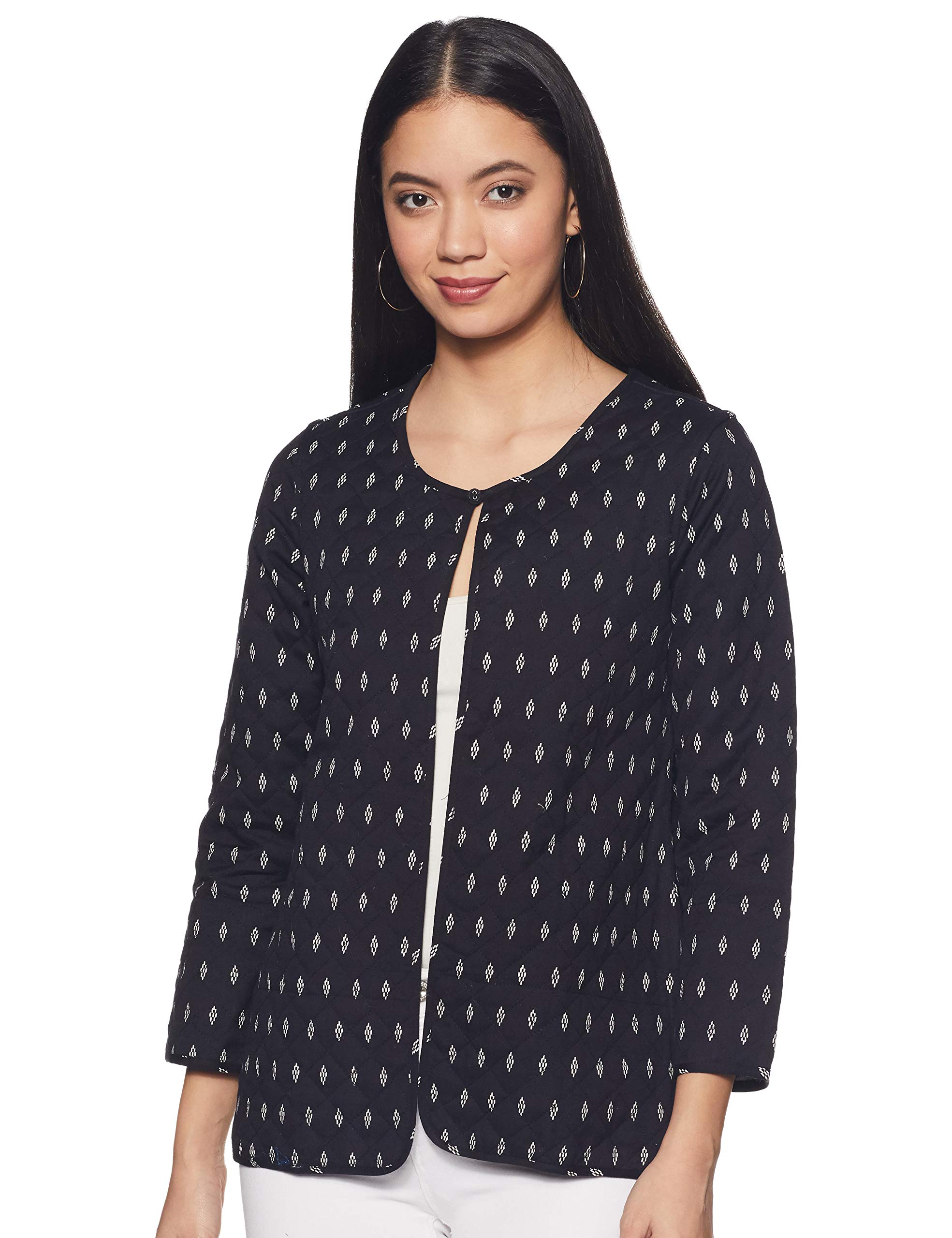 Rangriti Black Cotton And Flex Straight Jacket For Women in black