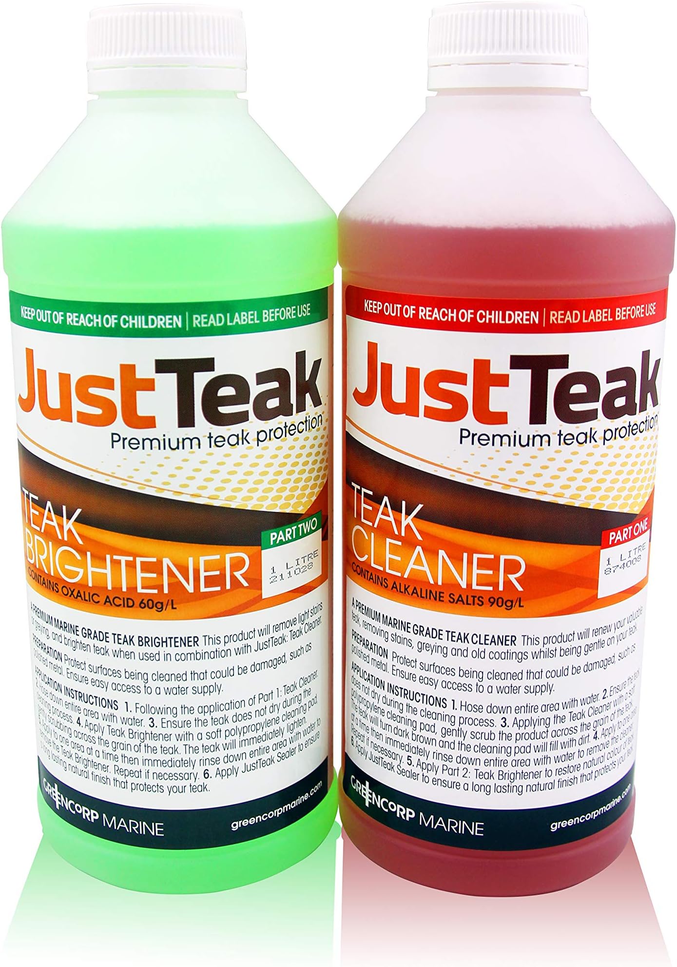 JustTeakCleaner and Brightener Kit - Choose from 3 Different Sizes! Quickly 2 Part Clean Your Teak. Gentle but Works!
