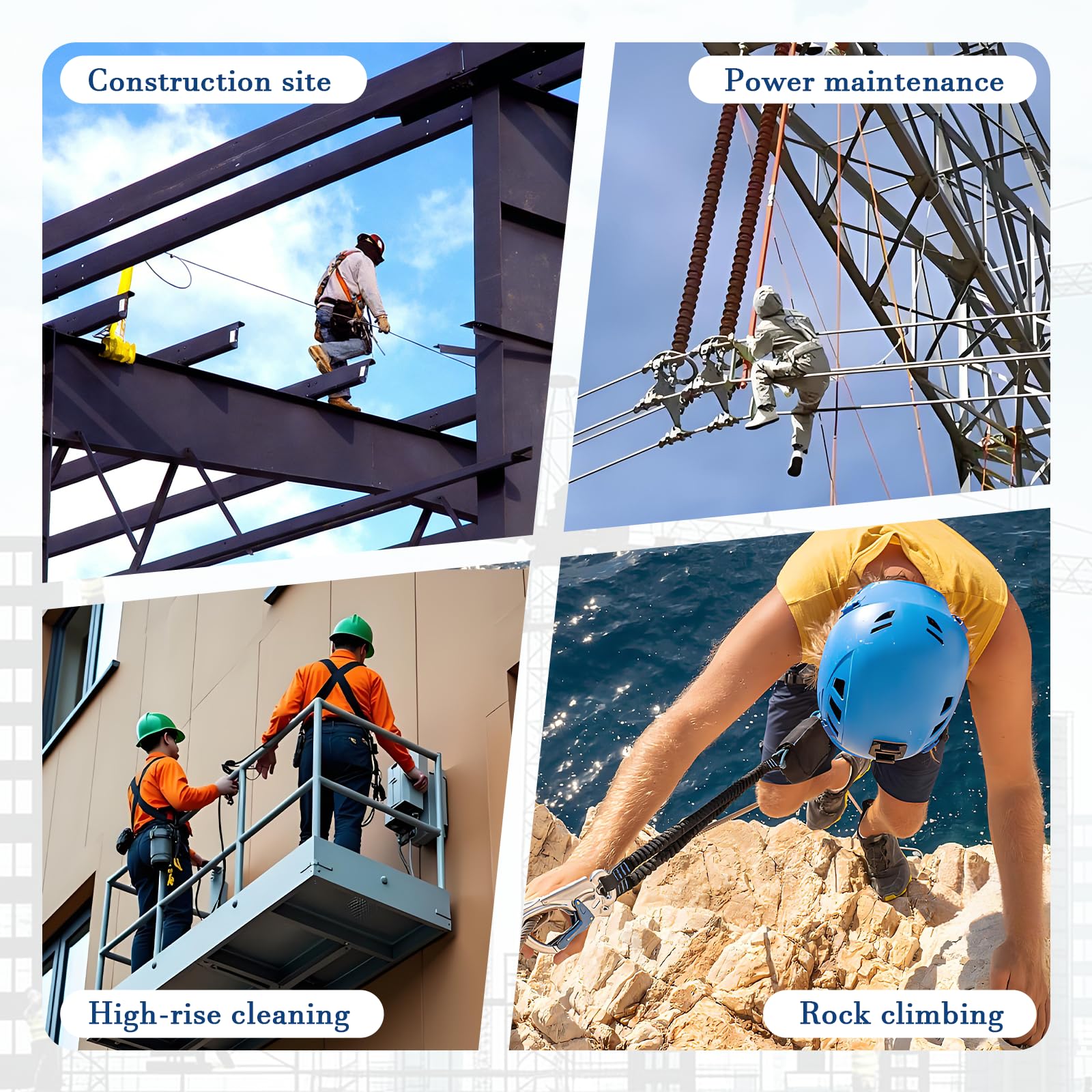 Linea de Vida Retractil Tejado 200 kg, Arnes Seguridad Anticaidas Retractil Trabajo Altura y Tejado, 10m/15m/20m Dispositivo Anticaida Retractil Homologado con Cable 4 mm Diámetro(1 Pieza,10m)