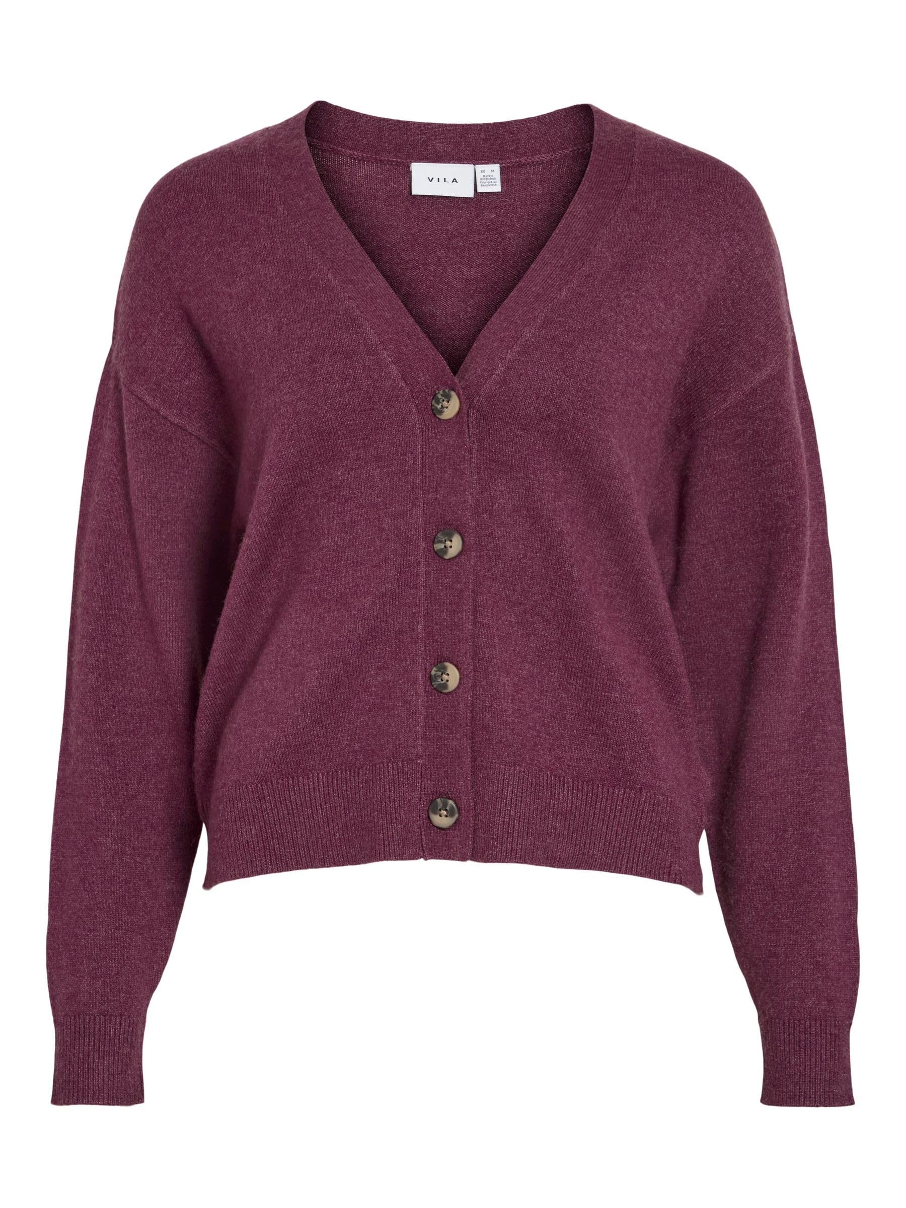 Vila Women's Fig Viril Noos V-Neck Knit Cardigan, S