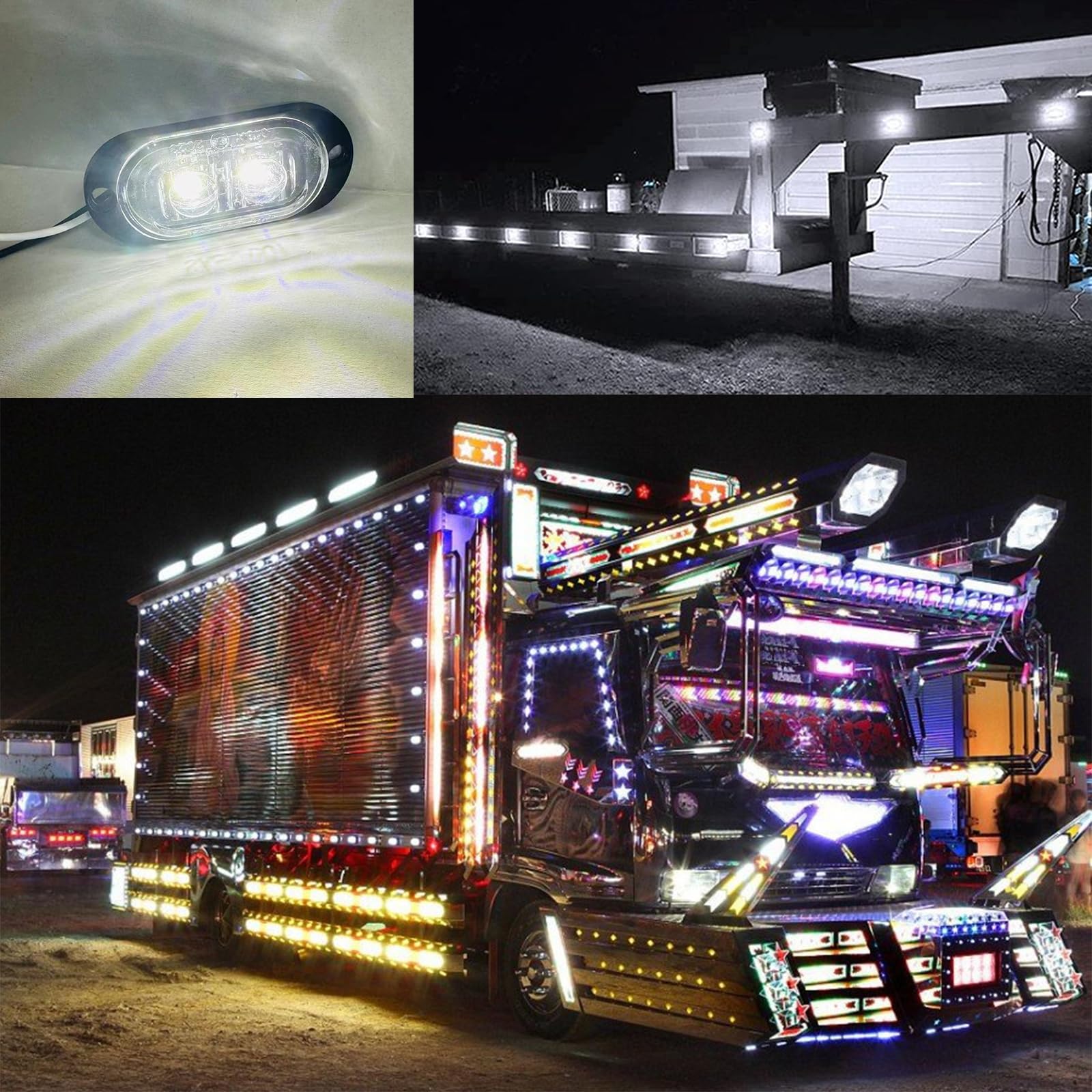 10PCS Luci di Posizione Laterali LED 12-24V - Luci Indicatrici per Rimorchio Angolo Posizione 3000k Luci di Avviso Universali Impermeabili per Camion Roulotte Roulotte Autobus Auto (Bianco) | Luci di posizione universali, impermeabili, 65 mm, per roulotte