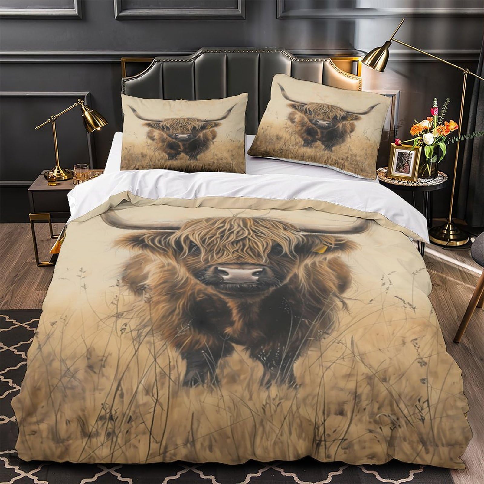 Housse de couette hypoallergique Vache des Highlands pour homme 140x200