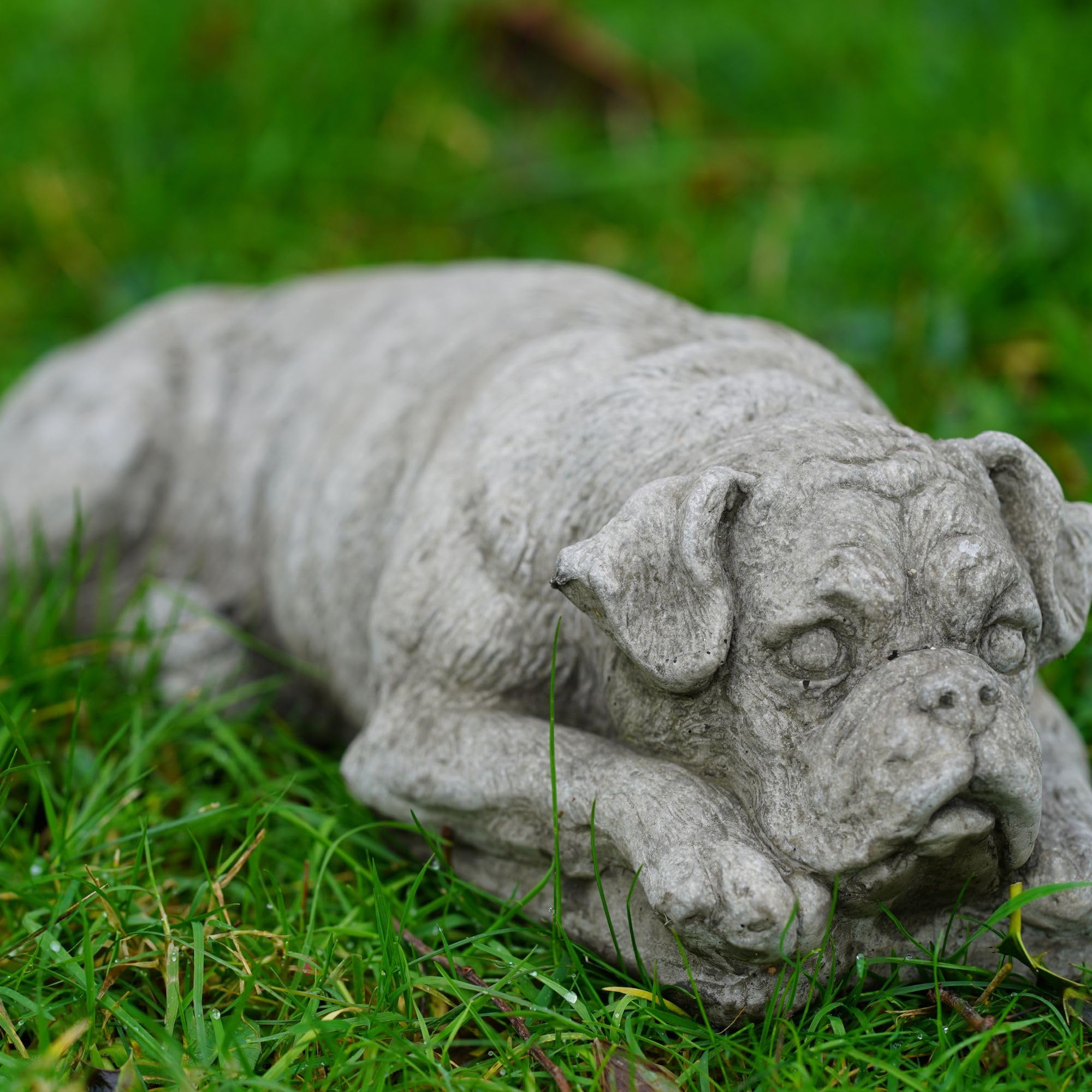 Statua di cane Boxer | Pietra ricostituita vintage animale cemento ornamento da giardino