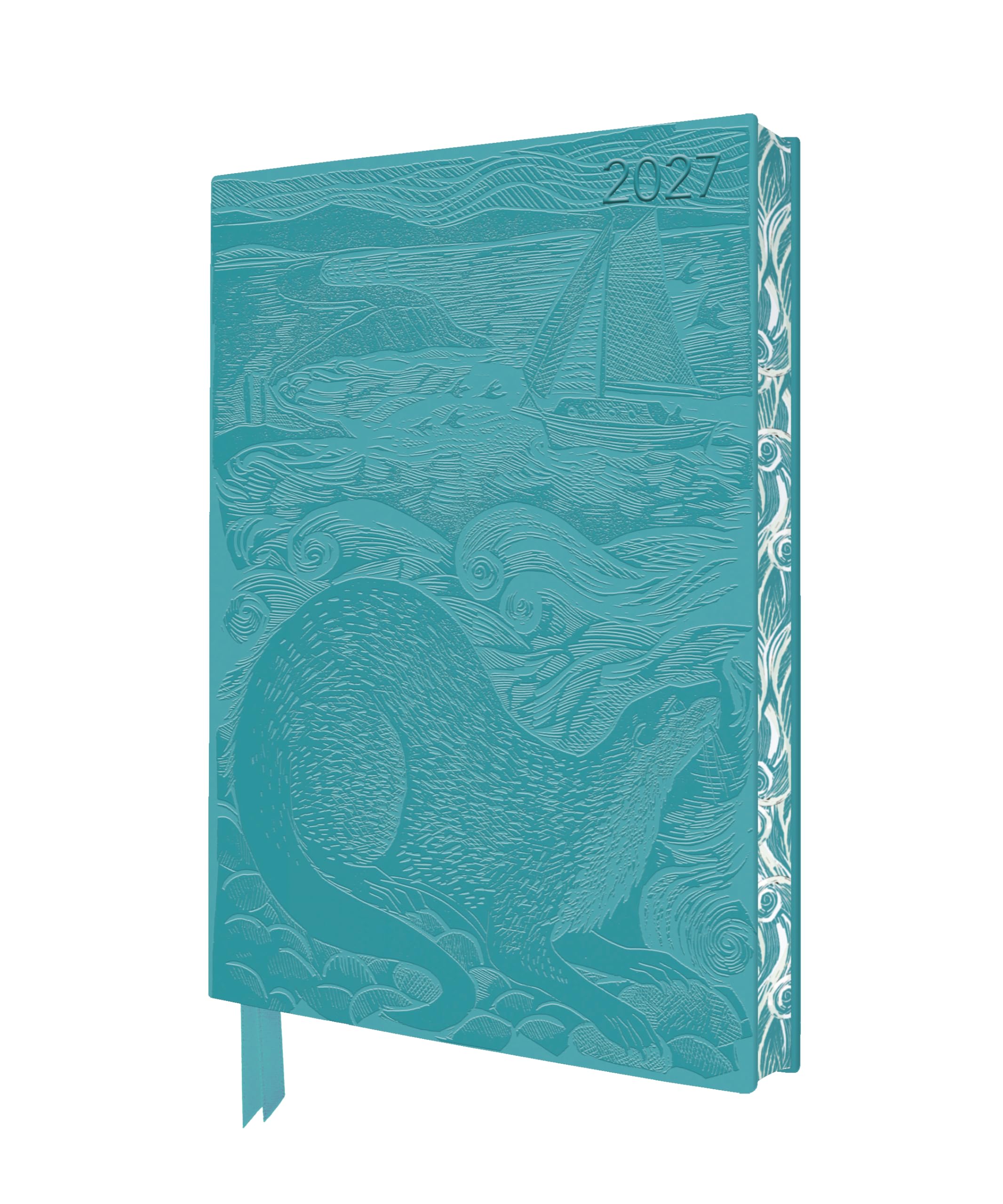 Angela Harding: Shetland Otter & Windsong 2027 Artisan Art Vegan Leather Diary Planner – Page to View with Notes: Original Flame Tree Publishing DIN ... künstlerisch gestalteten Buchschnitt