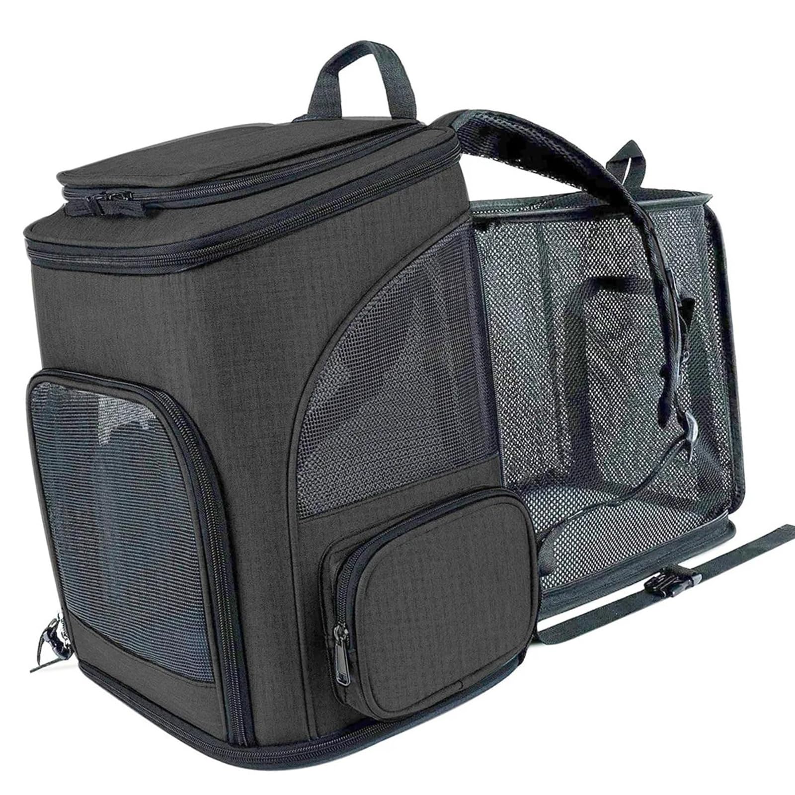 Transportador convertible para asientos de coche para perros y cama de viaje, base antideslizante, anillos de cinturón, bolsillo de almacenamiento con correa reforzada para transportar mascotas